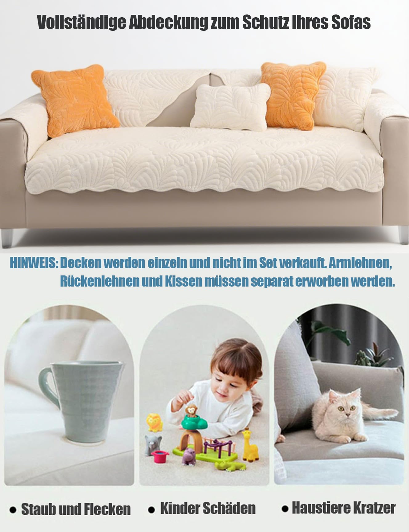 WYJHNLBEDC Bankovertrek, bankbeschermer hond/kat, warme superzachte korte pluche fleece deken voor bank/bankovertrek/sofa-overtrek 1 2 3-zits, L- vormige, U-vormige hoekbank (90 x 160cm
