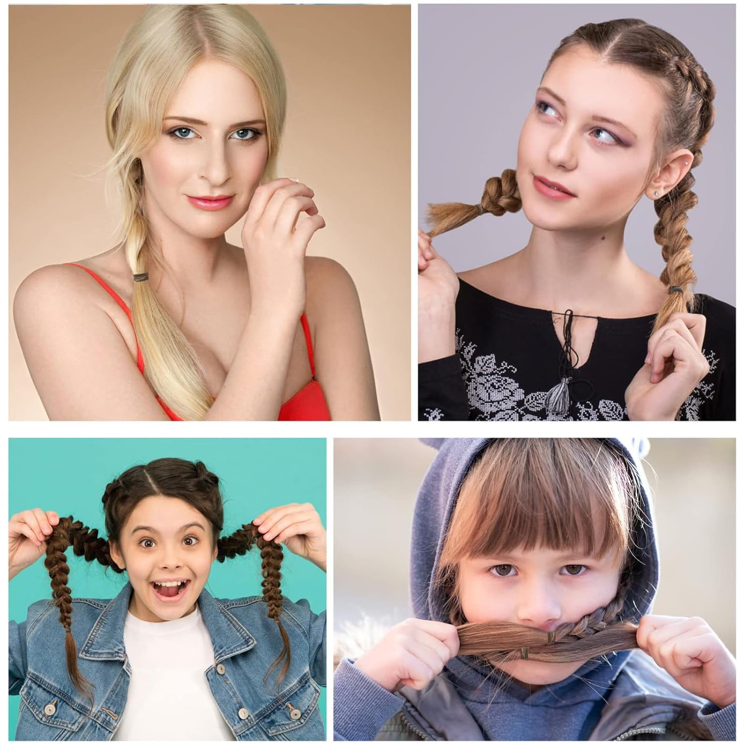 WUBAYI 2500 Gomas del Pelo Pequeñas, Gomas Invisibles Transparentes/Negras/Marrones, Horquillas Mini para Mujeres Niñas Hombres Niños, Bandas de Goma Suaves para Peinados Infantiles/Bodas
