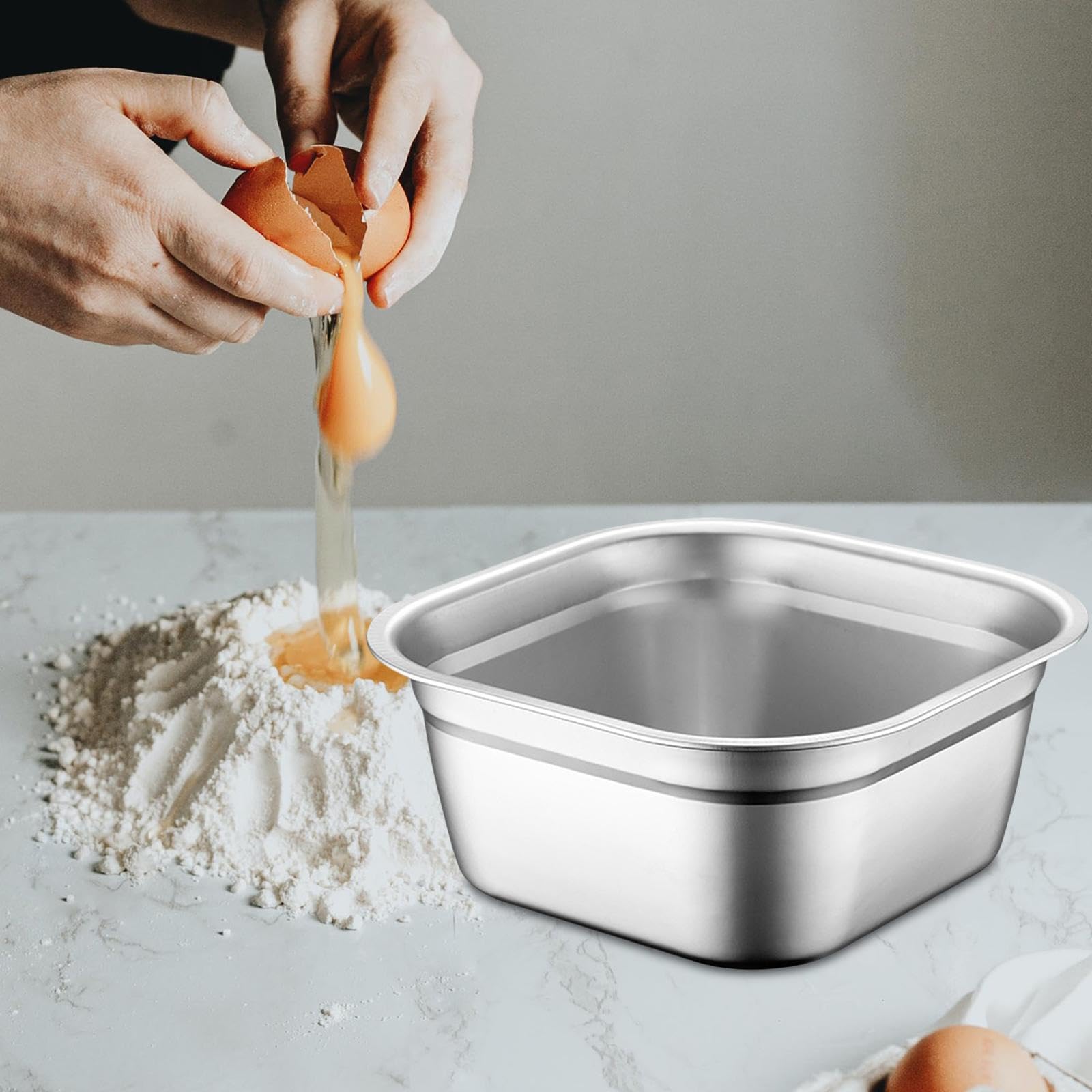 Bacinella Quadrata in Acciaio Inox, Contenitore per, Lavello per Buffet, Feste in Casa, Antipasti, 26 Cm