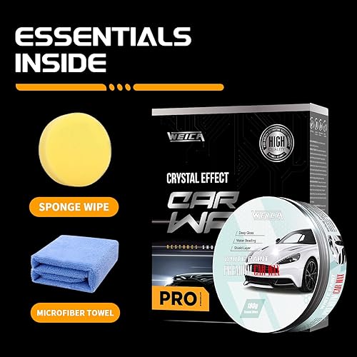 Miniatura 7 de Weika - Cera para auto, negro sólido para autos negros, limpiador de cera de carnauba, resistencia a los arañazos, revestimiento de cerámica, 6.35