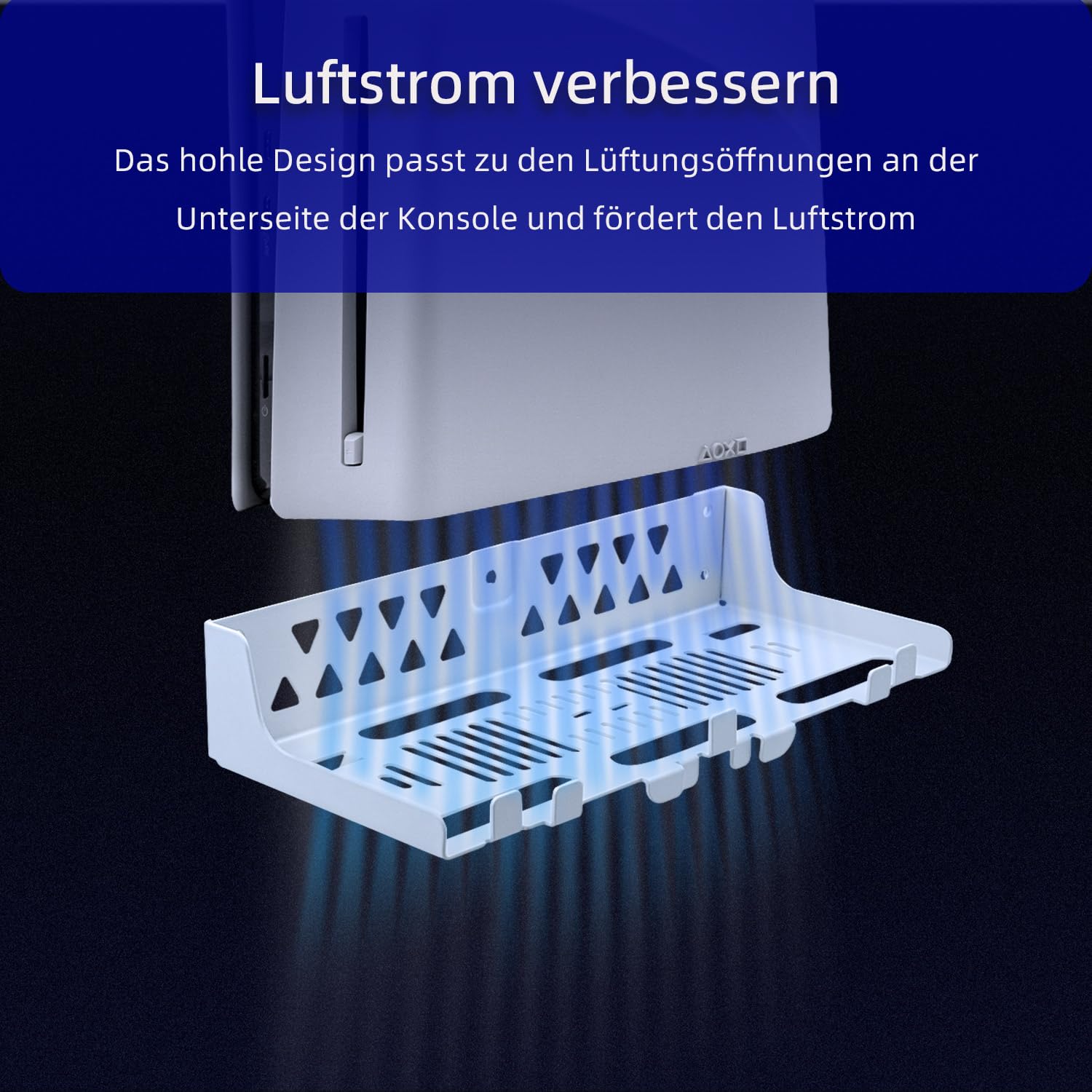 Mcbazel Wandhalterung PS5 mit Schnellladestation, Dual-Controller und RGB-Licht für PlayStation 5 Konsole – Weiß