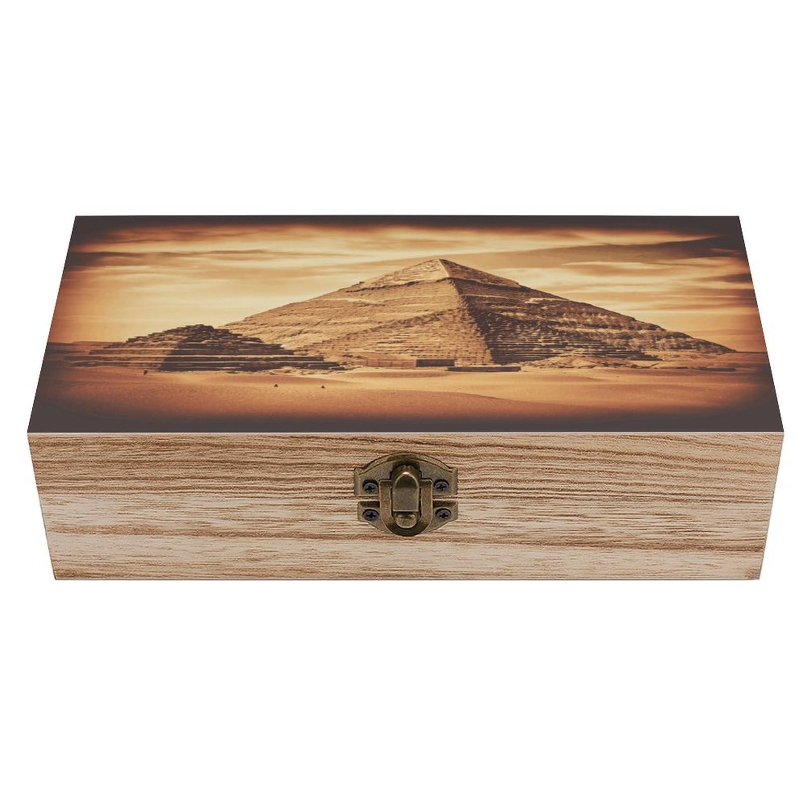VstaDank Vintage Great Egyptian Pyramid Wooden Keepsake Box with Hinged Lid Solid Wood Gift Boxes Beautifully Keepsake Box Jewellery Organiser Retro Memory Treasure Case with Lids Decorative Boxes