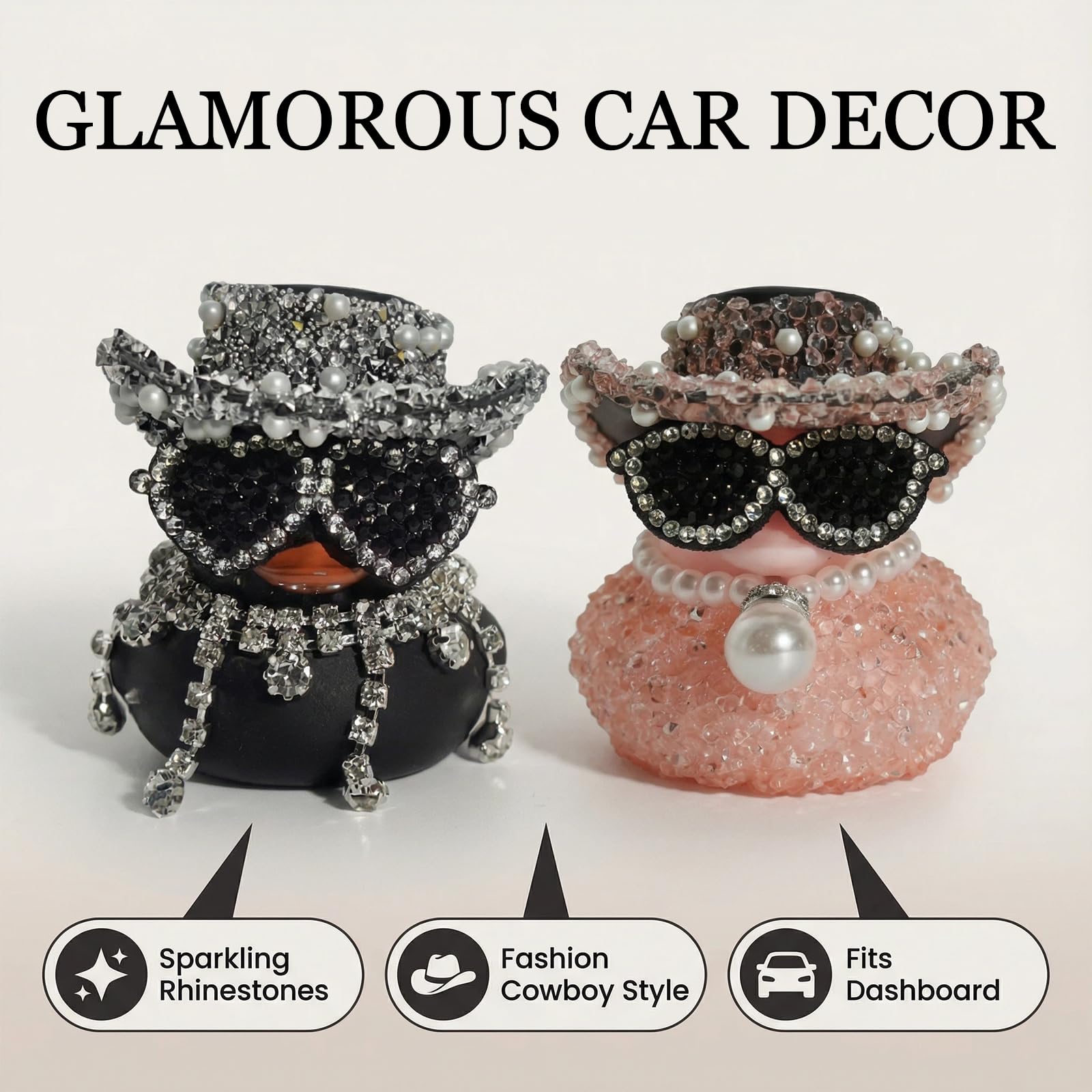 Pink Diamond Paperella di Gomma a Forma Diamante Decorazioni Cruscotto Auto con Cappello da Cowboy Occhiali da Sole