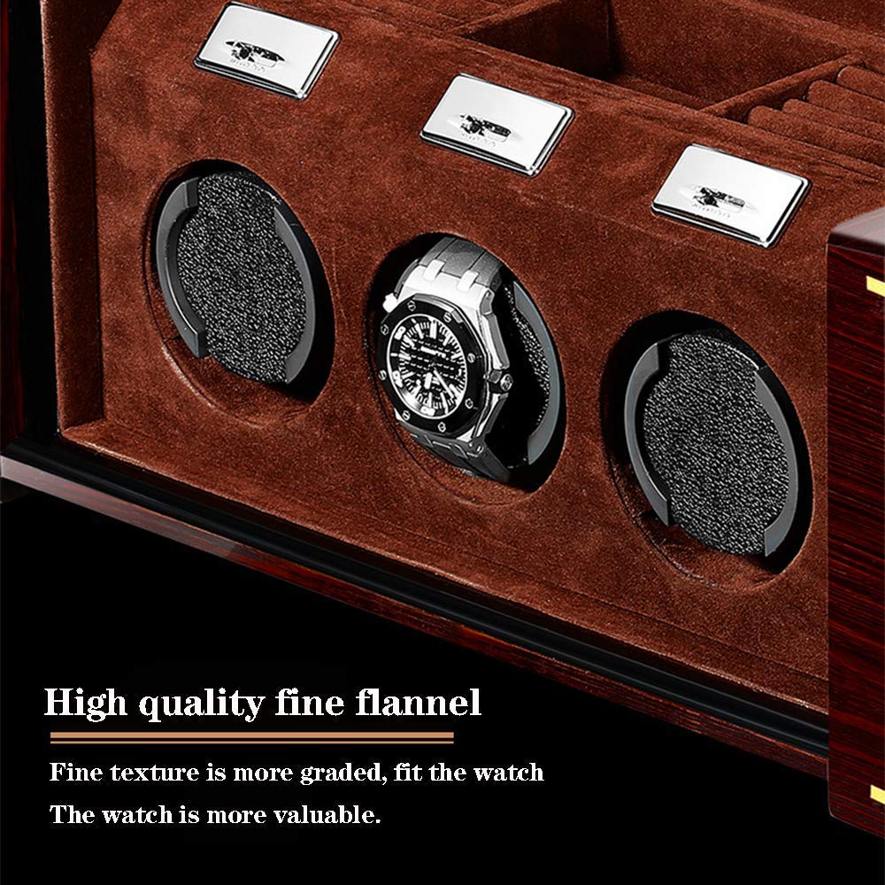 Bobinadora de reloj, bobinadora de reloj automática con forro de terciopelo, bobinadora de reloj triple con tapa y almacenamiento, agitador de reloj de diseño único (máquina de bobinado) (negro A) (ma