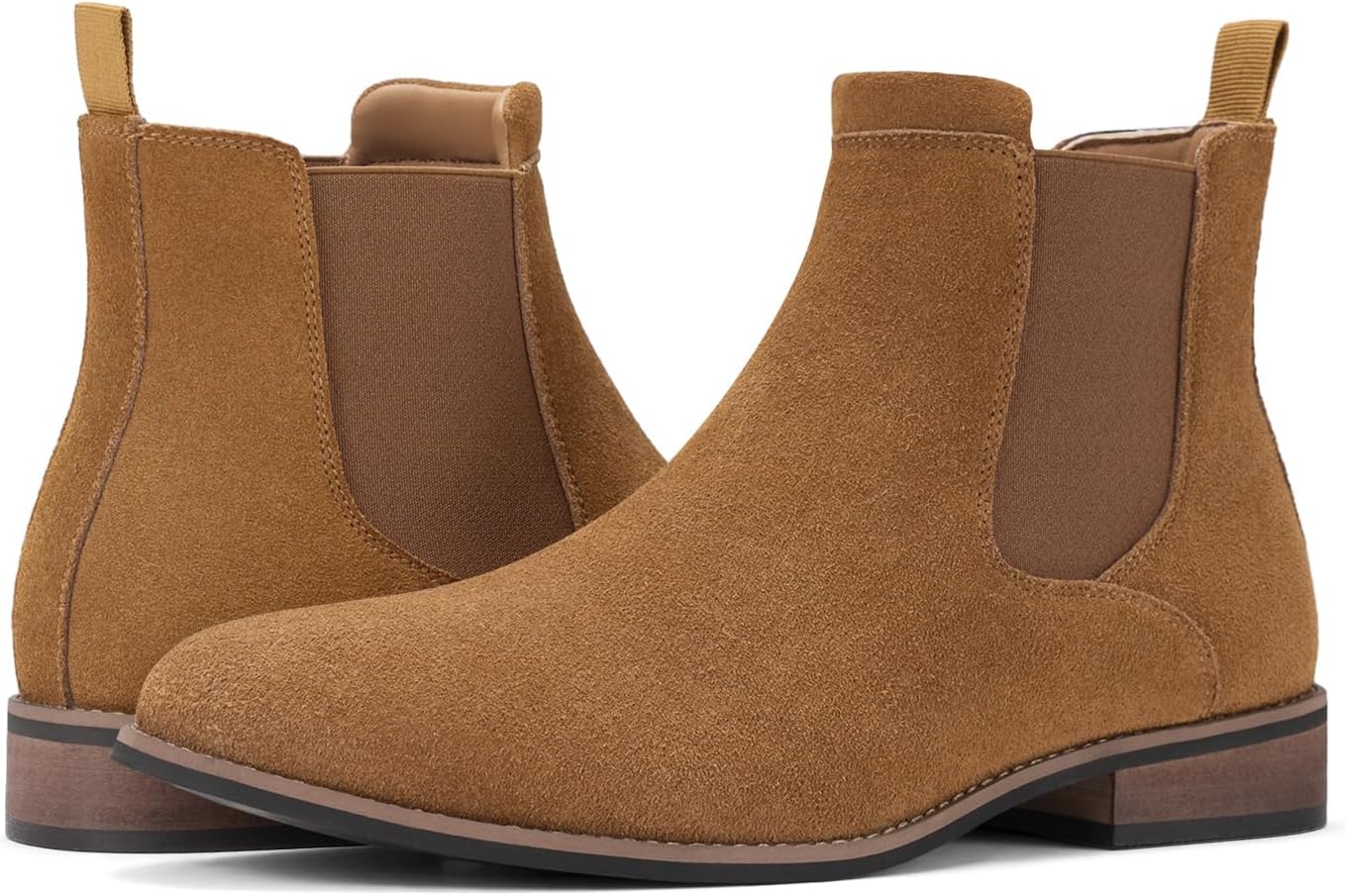 Rollda Mens Chelsea Boots, Suede Casual Ankle Boots, Dress Boots Elastic Slip on Boots for Men