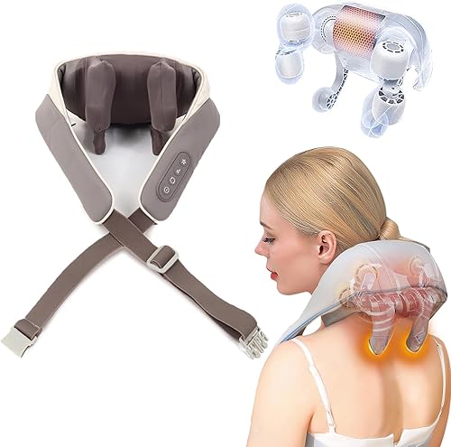 Miniatura 3 de Masajeador de cuello, masajeador Shiatsu de espalda y cuello con calor, masajeador eléctrico de hombros y cervical, almohada de masaje para cuello,
