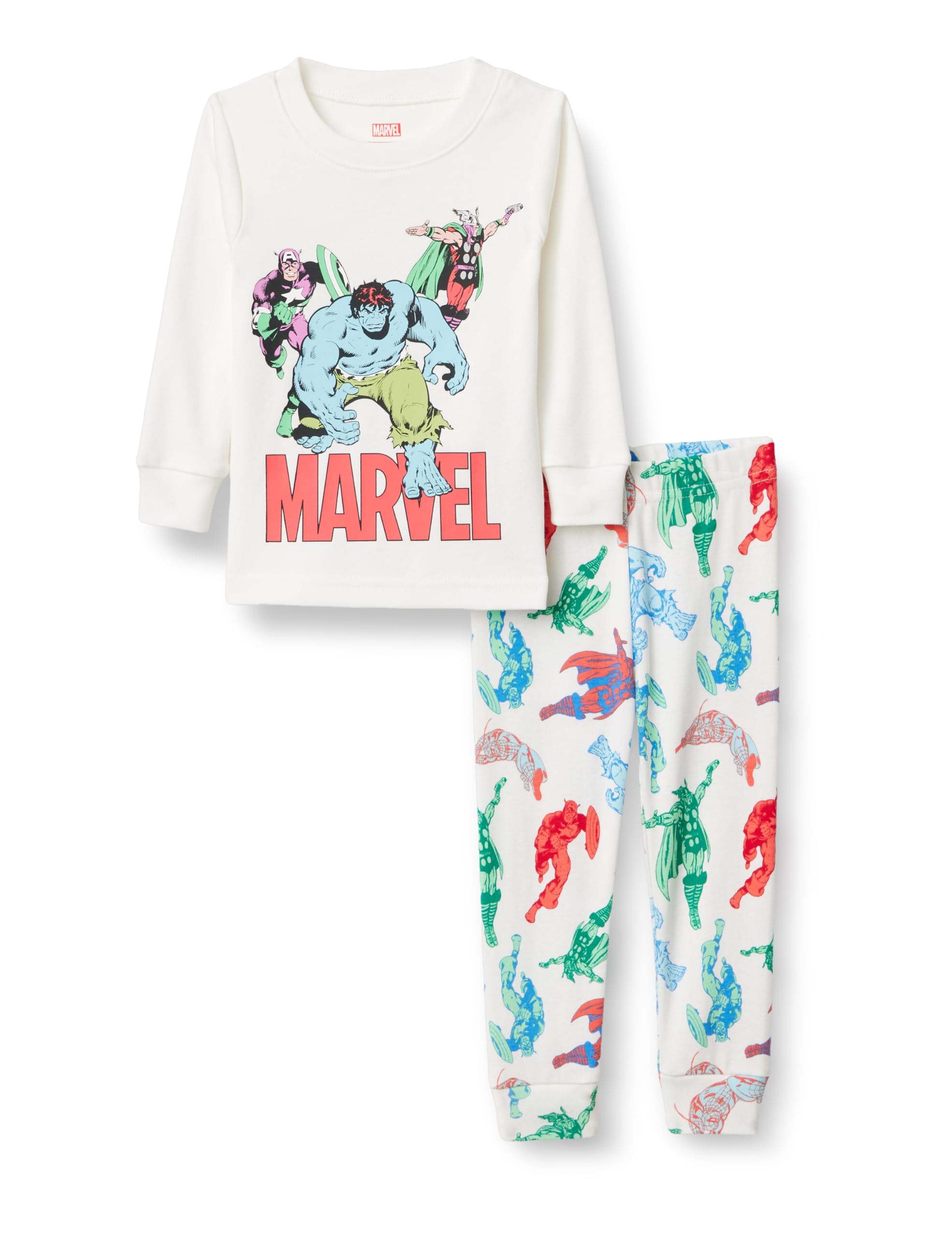 Amazon Essentials Disney Baby Boys' Snug-Fit Pajama Sleep Sets, Avengers Action, 24 Months