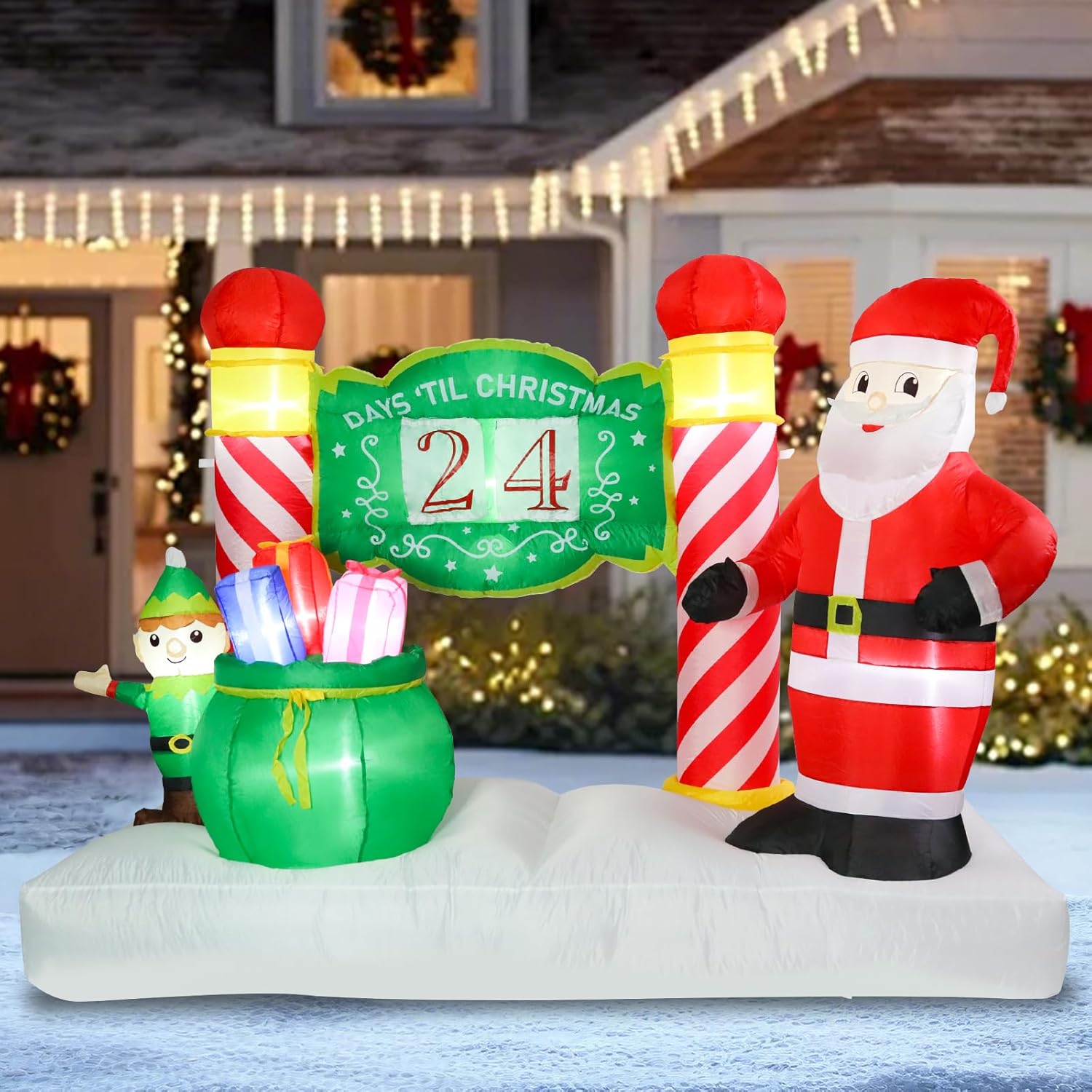 Vigdur 7FT Christmas Inflatable Sign – Lighted Advent Calendar Blow Up with Detachable Letters, Outdoor Santa Christmas Decorations for Yard, Lawn, Garden, Holiday Party & Home Décor
