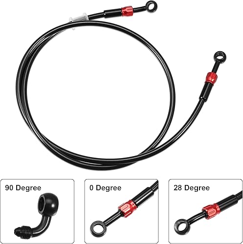 Miniatura 4 de X AUTOHAUX Manguera de freno AN3 28 90 grados M10 motocicleta hidráulica línea de aceite manguera de aceite para ATV motocicleta Motocross Racing