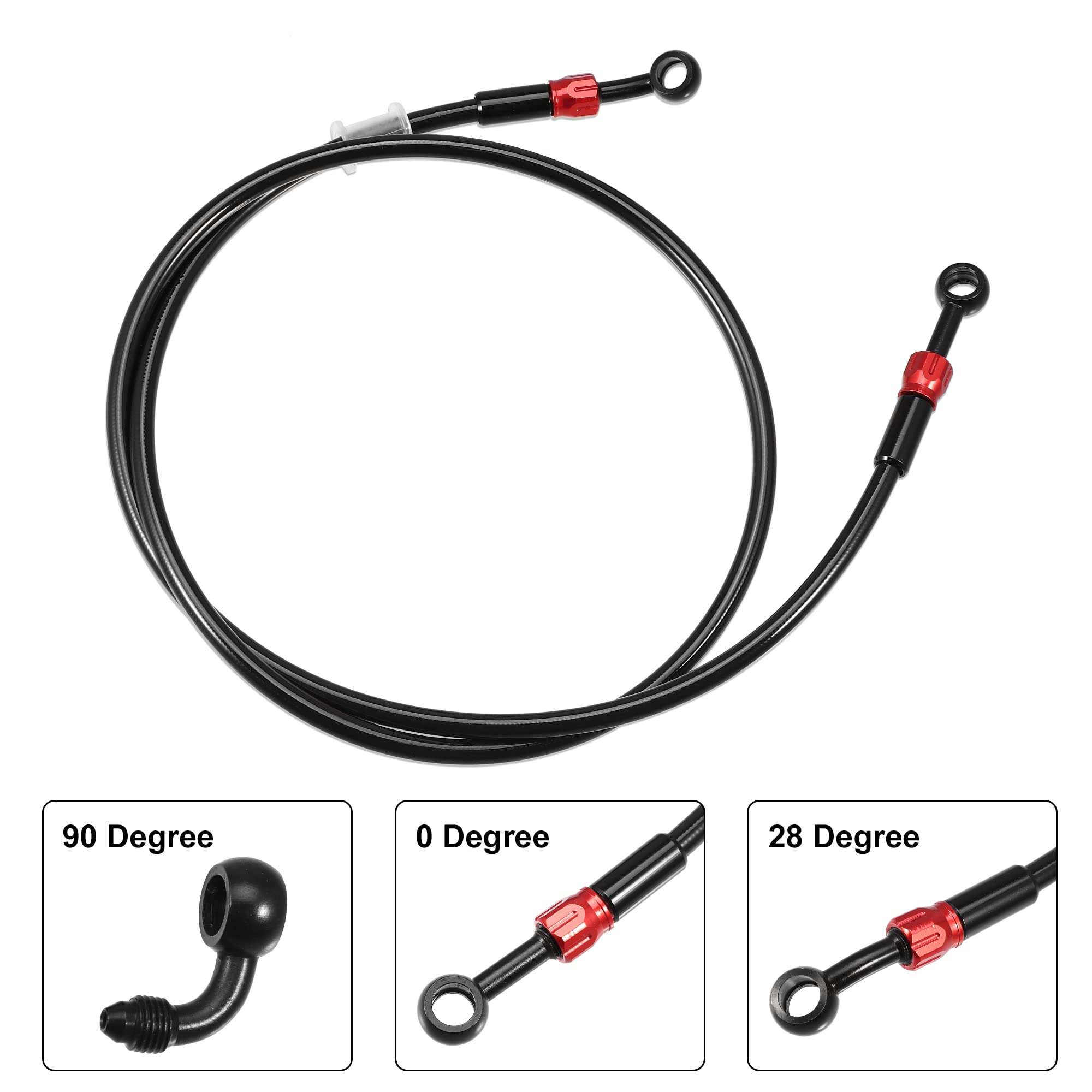 A ABSOPRO Manguera De Freno An3 28 90 Grados 1Juego Negro Para Motos | Silicona Y Aluminio, M10X1, 10Mm, Motocicletas Atv Scooter, Resistente Calor, Mejora Frenado