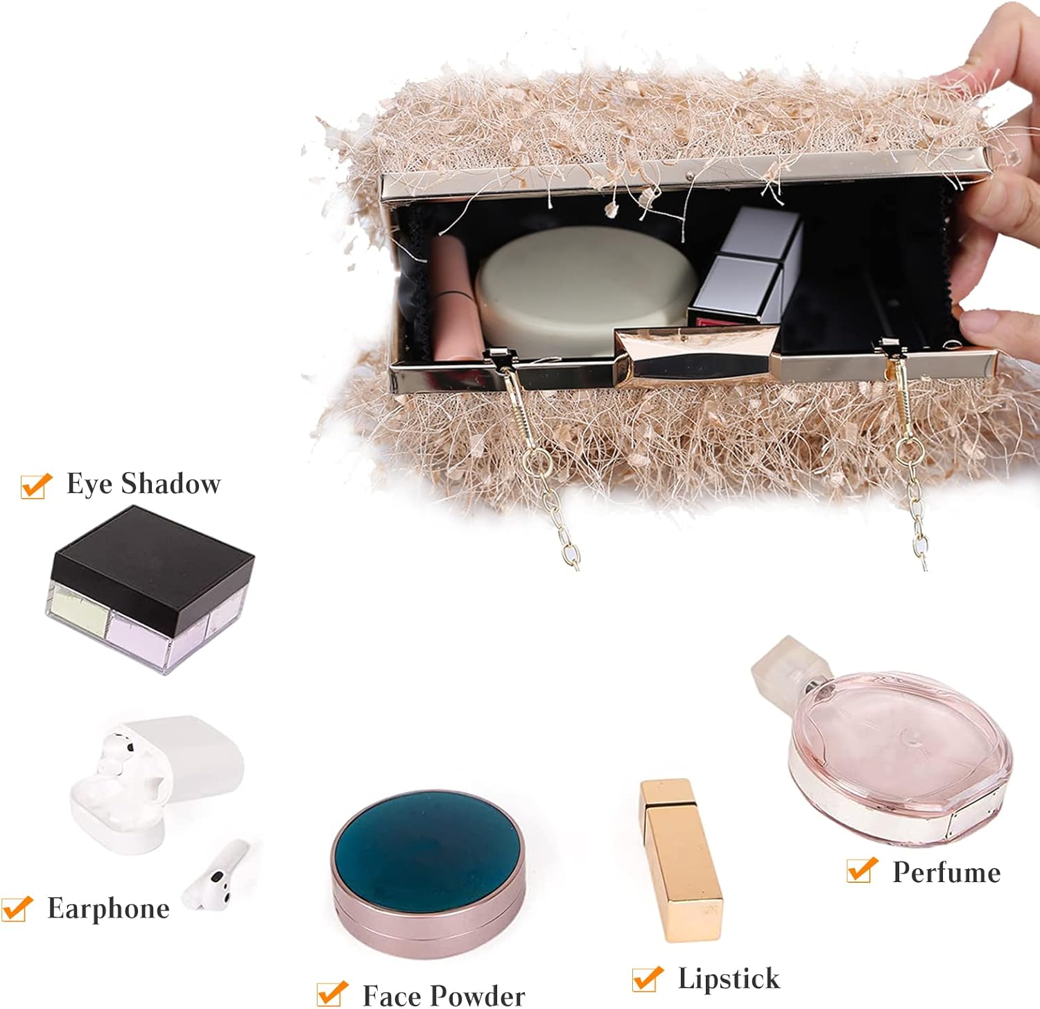 CORIOS Small Clutch Purses for Women Fluffy Evening Bag