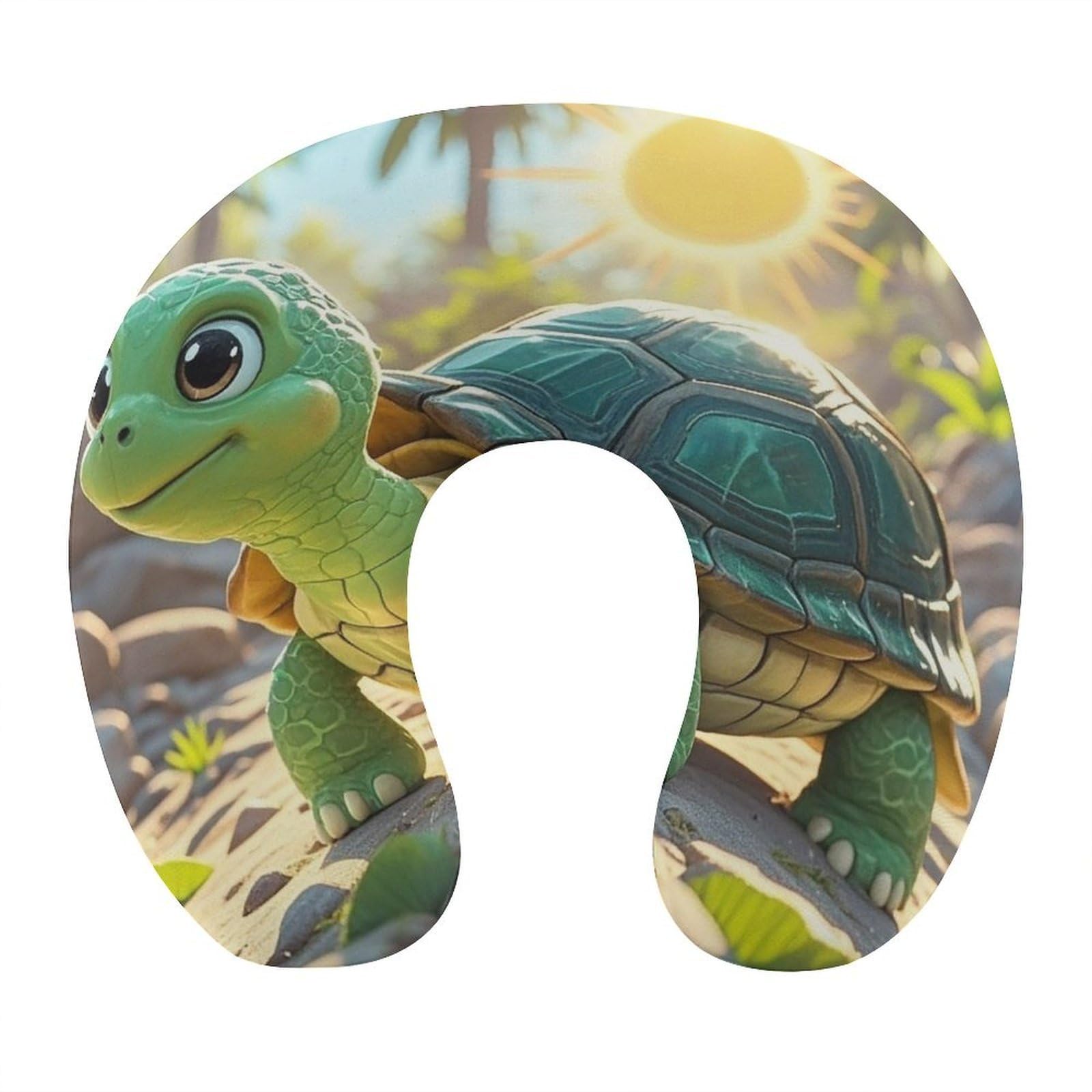 FekiLoot Turtle Travel Pillow Comfortable U Shape Memory Foam Pillows Neck and Head Support Portable Travel Neck Pillow Suitable for Planes Trains Self-Driving Cars