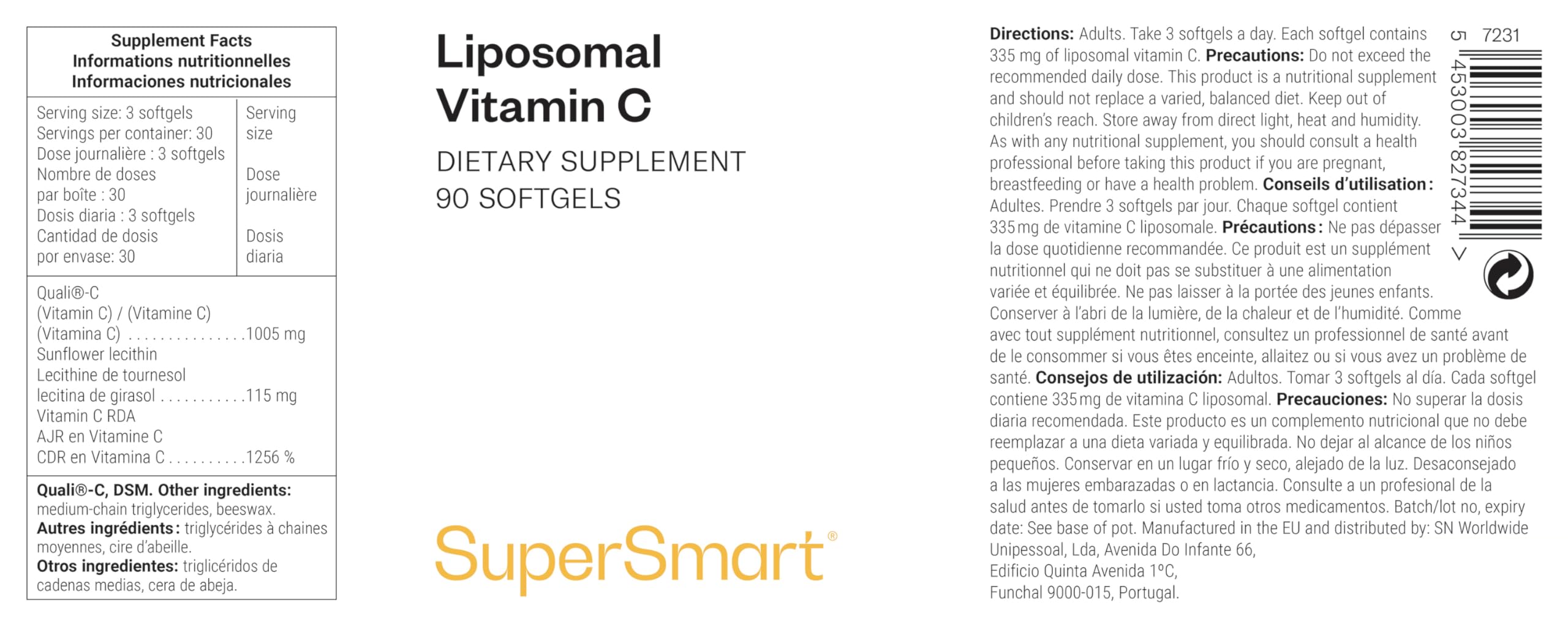 Liposomales Vitamin C - Hilft, Müdigkeit zu reduzieren - SuperSmart