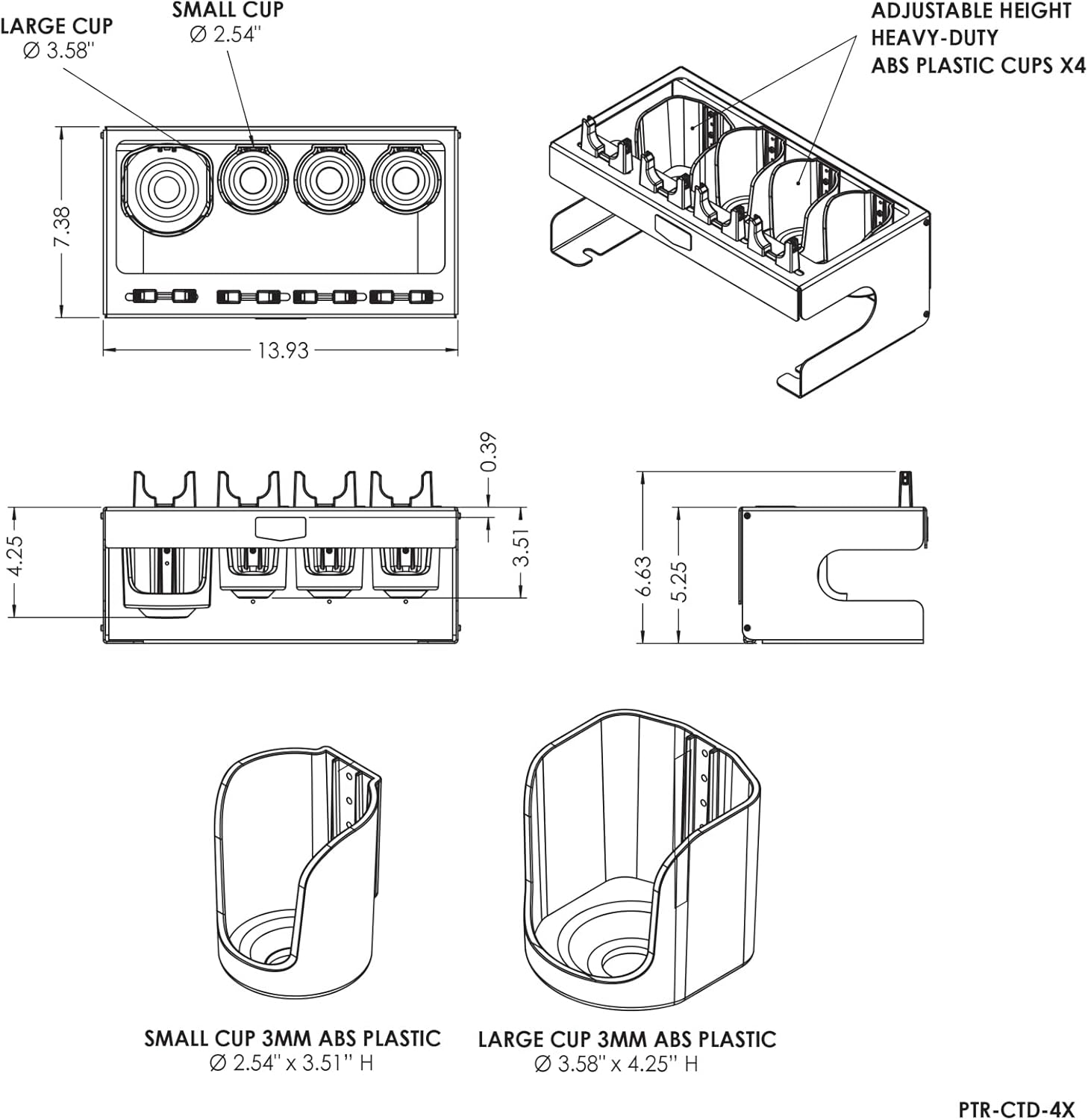Power Tool Storage Organizer, Garage Tool Organizers and Storage, Drill Holder for Cabinet - 4 Cup
