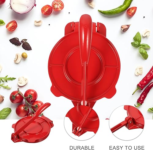 Miniatura 8 de UPKOCH Comales Para Tortillas Prensa, 6.5 pulgadas de harina de maíz, máquina de prensa de tortilla, rojo, ideal para Roti, pizza, albóndigas