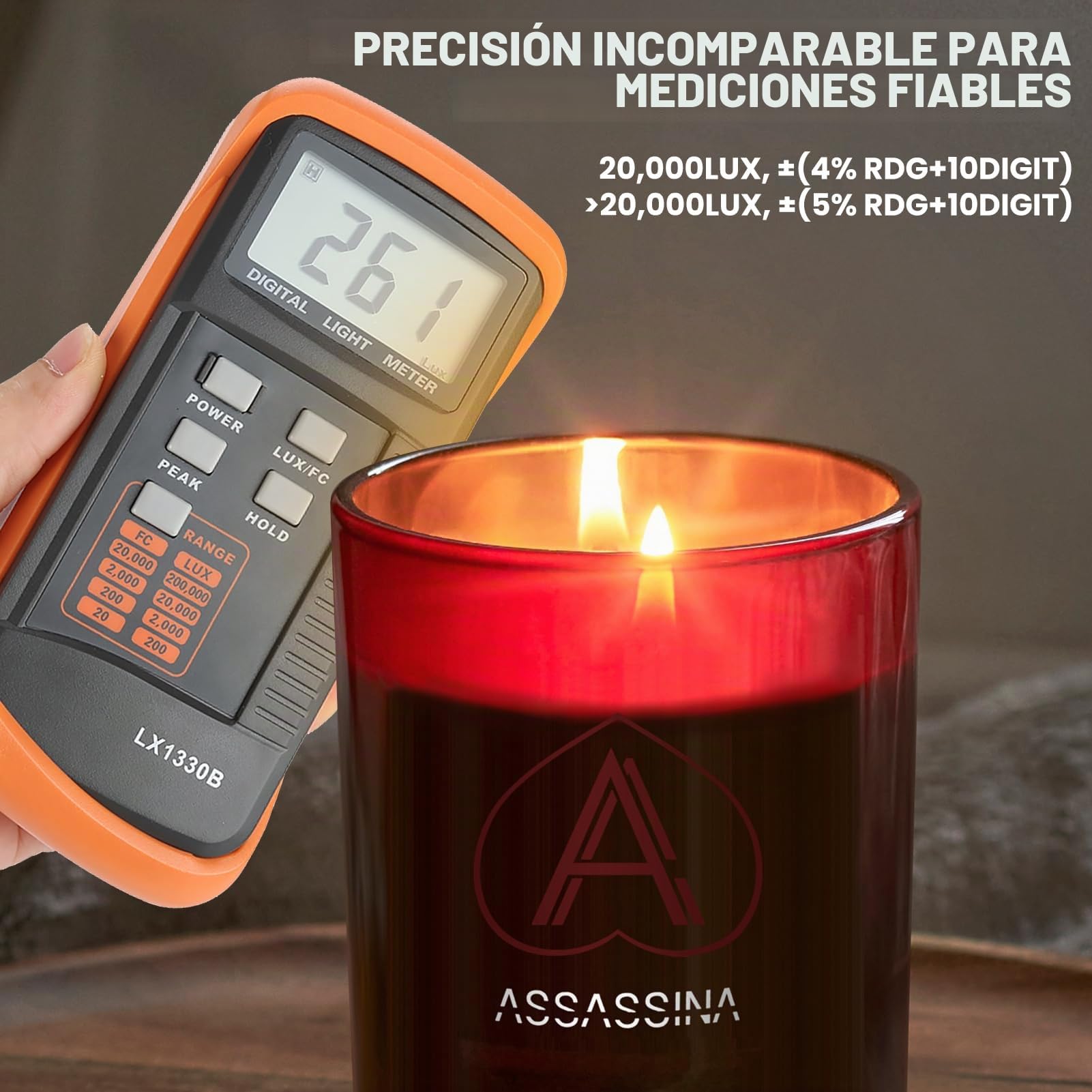 LX1330B Medidor de iluminancia Pantalla LCD Luxómetro digital 0.1 a 200,000 Lux Fotómetros Detectores de brillo portátiles Instrumentos de medición ambiental