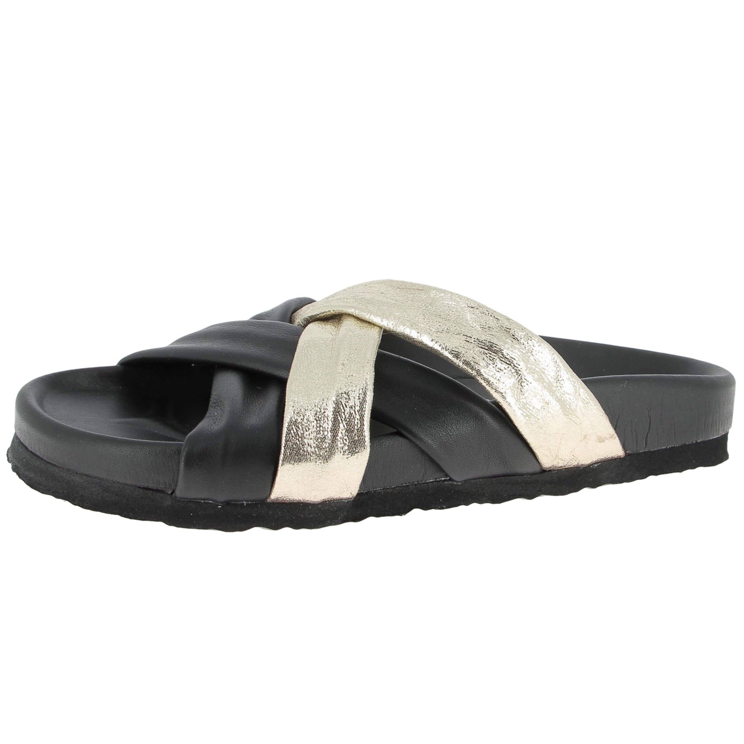 Andrea Conti Women's Damen Pantolette Loafer Flat, Black Gold, 6.5 UK