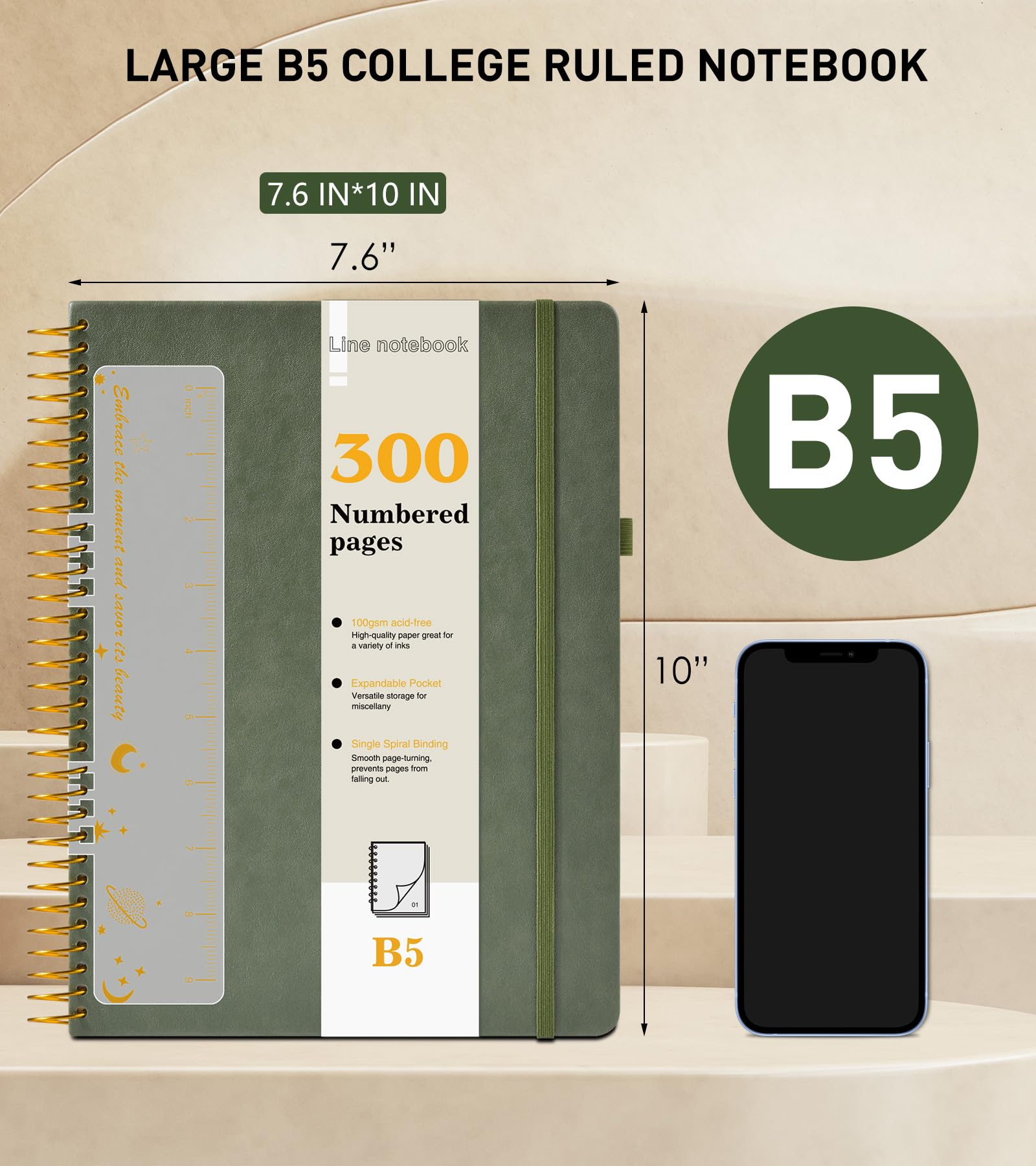 Amazon.com : B5 Spiral Notebook Journal 7.6” x 10”, 300