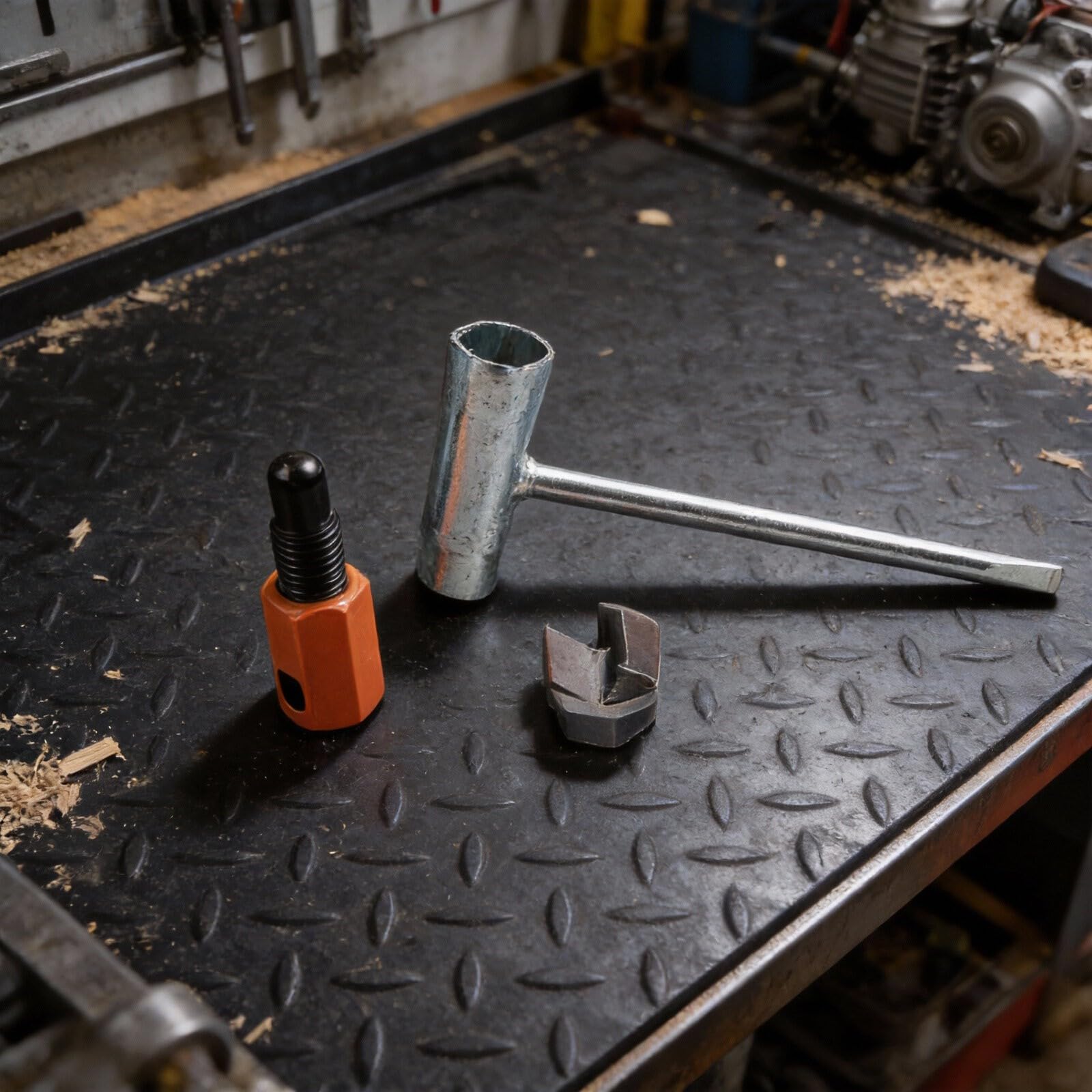 Metall Kupplungsausbau Werkzeug Set für Husqvarna Kettensägen HUS340/345/350/353/445/450/455 - 3-teiliges Schwungrad & Kolbenstopper-Kit, Schwerlaststahl