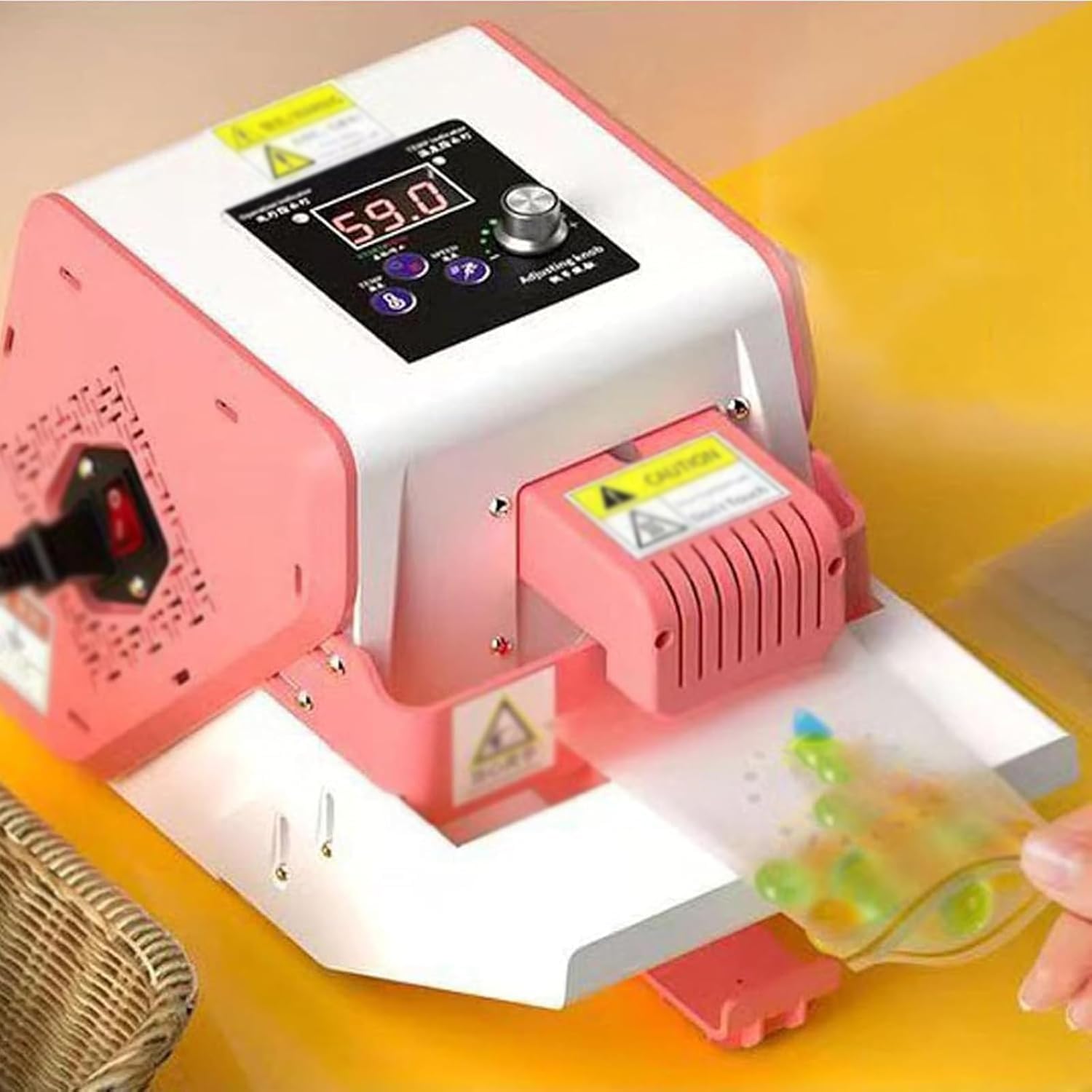 Máquina automática de envasado de alimentos, máquina de sellado térmico de bolsas de plástico, motor de 300 W, velocidad de 5 m/min, grosor de sellado de 1 cm, ideal para cocina doméstica