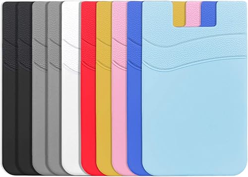 Senose Cartera para teléfono adhesiva, paquete de 10 tarjeteros en la parte trasera del teléfono, funda de identificación de crédito, adhesivo