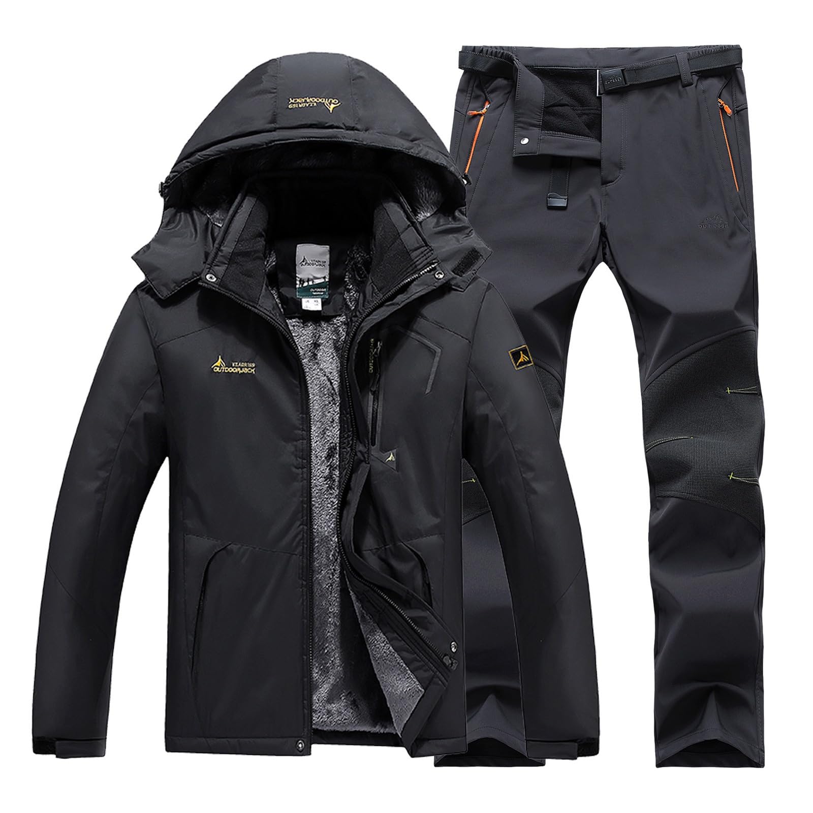 Skianzug Herren 2 Teilig Set Schneeanzug Zweiteilig Skijacke Winddicht Atmungsaktiv Skihose Set Schneehose Schneejacke Mit Abnehmbare Kapuzen Zum Skifahren Snowboarde Ski-Anzug Skisuit Schnee-Jumpsuit