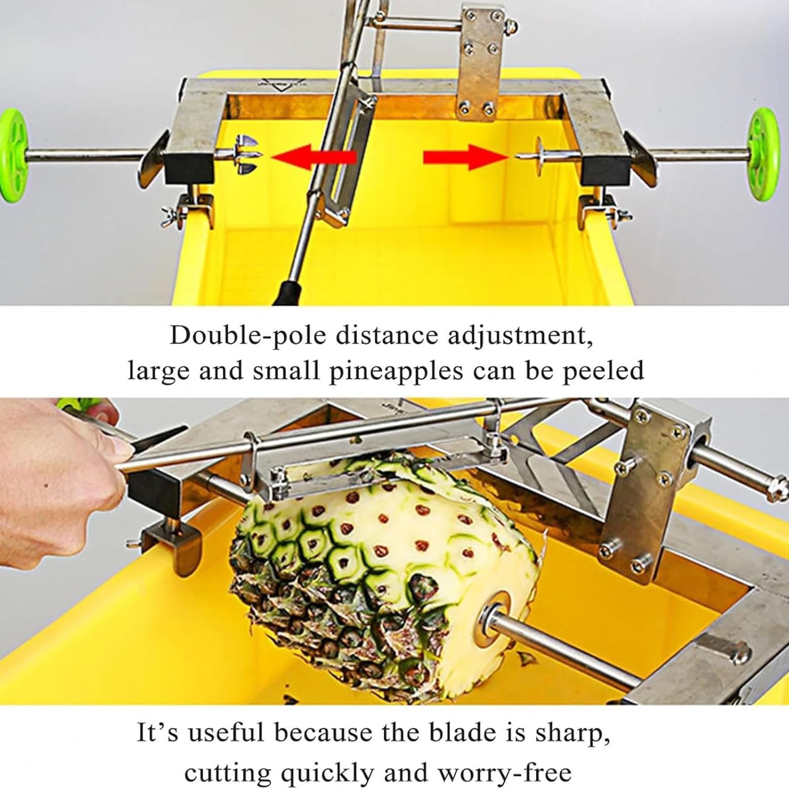 Macchina Per Sbucciare Ananas Commerciale, Utensile Per Sbucciare Ananas, Con Doppia Leva Di Regolazione, Lama Affilata, Facile Da Spostare, Adatta Per Ananas Di Larghezza Compresa Tra 30 E 36 Cm