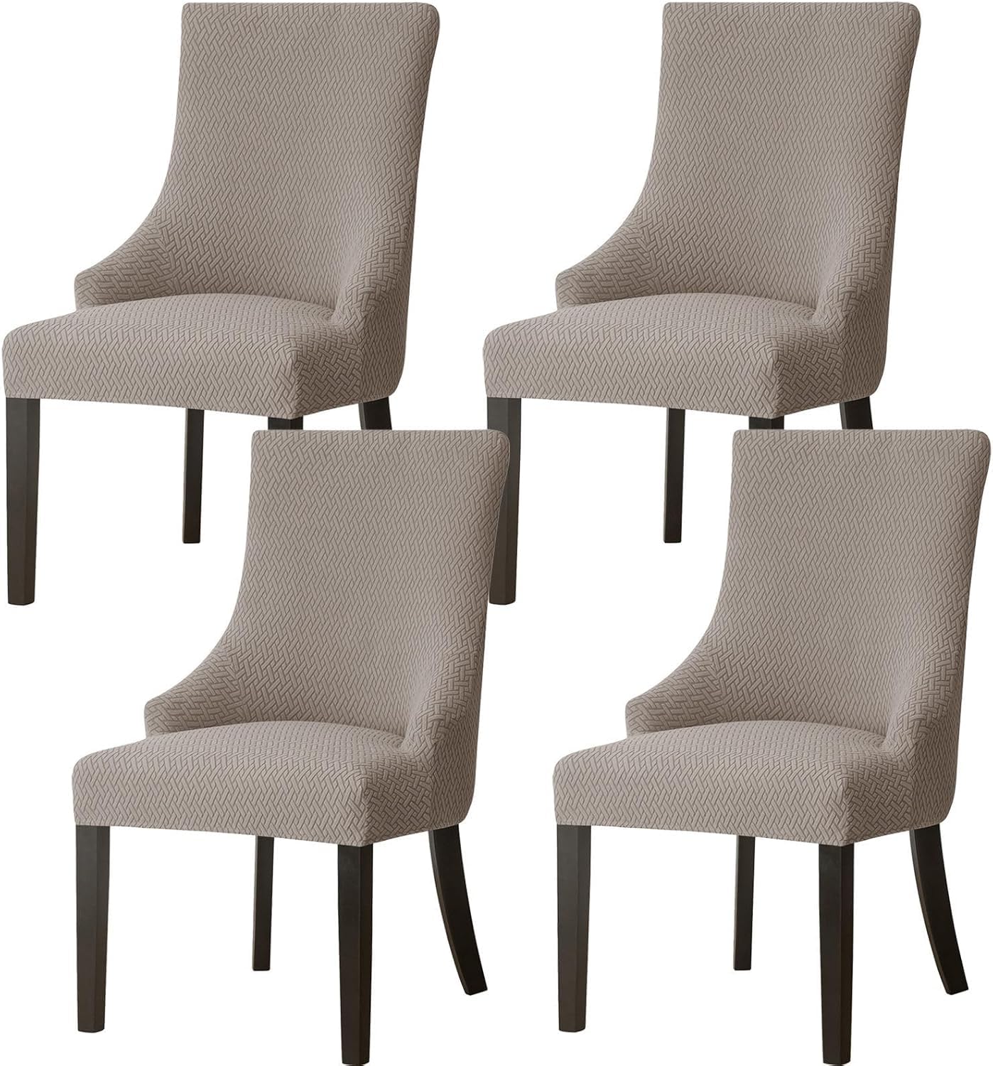 HACLEN Stretch Wingback Side Chair Slipcovers Set of 6 4 2, Wingback Armchair Covers Soft Dining Chair Protector Non Slip Cover Washable for Banquet (Khaki,Set of 4)
