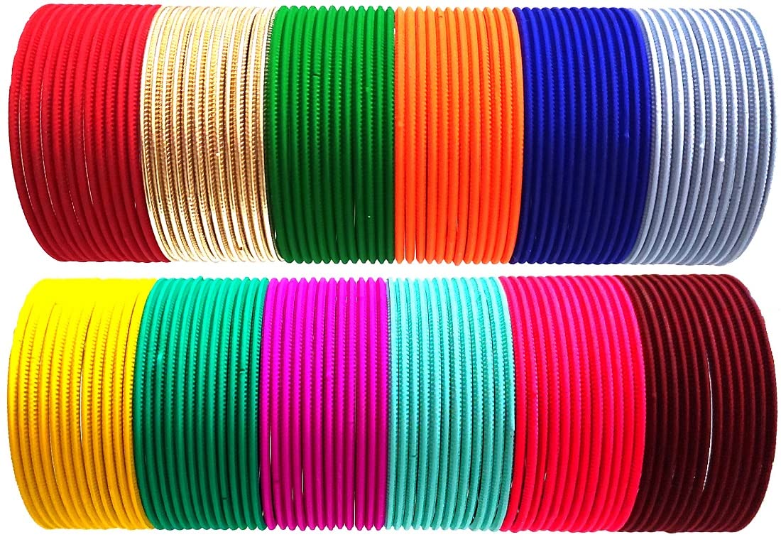Hand Kkrafts Matt Design Neon Multicolour Plain Bangle Set for Women and Girls (2.10) (B09SGG92J8) Amazon Price History, Amazon Price Tracker