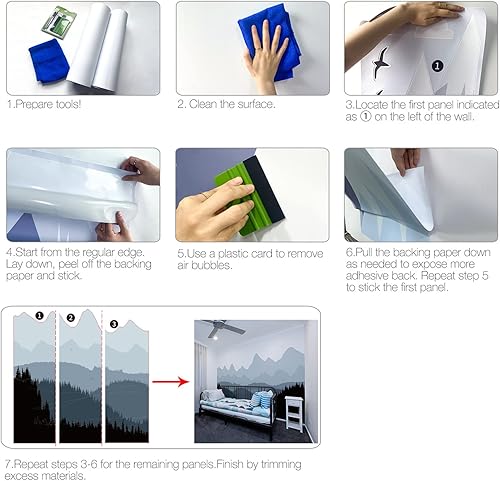 Miniatura 5 de Calcomanías adhesivas de pared de montaña, calcomanías de pared de montaña, calcomanías de pared de montaña para guardería, calcomanías artísticas