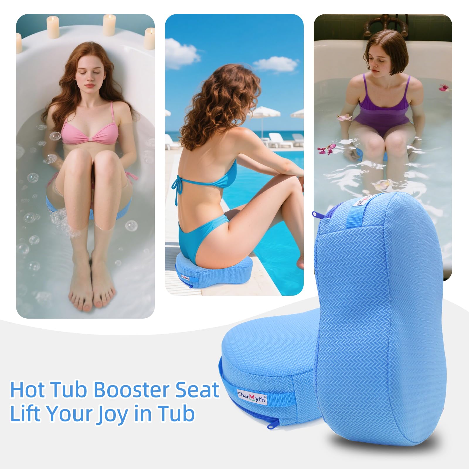 Whirlpool Sitzkissen Sitzerhöhung Unterwasser, 40 x 30 x 12cm Badewannenkissen, rutschfest schnelltrocknend Hot Tub Booster Seat