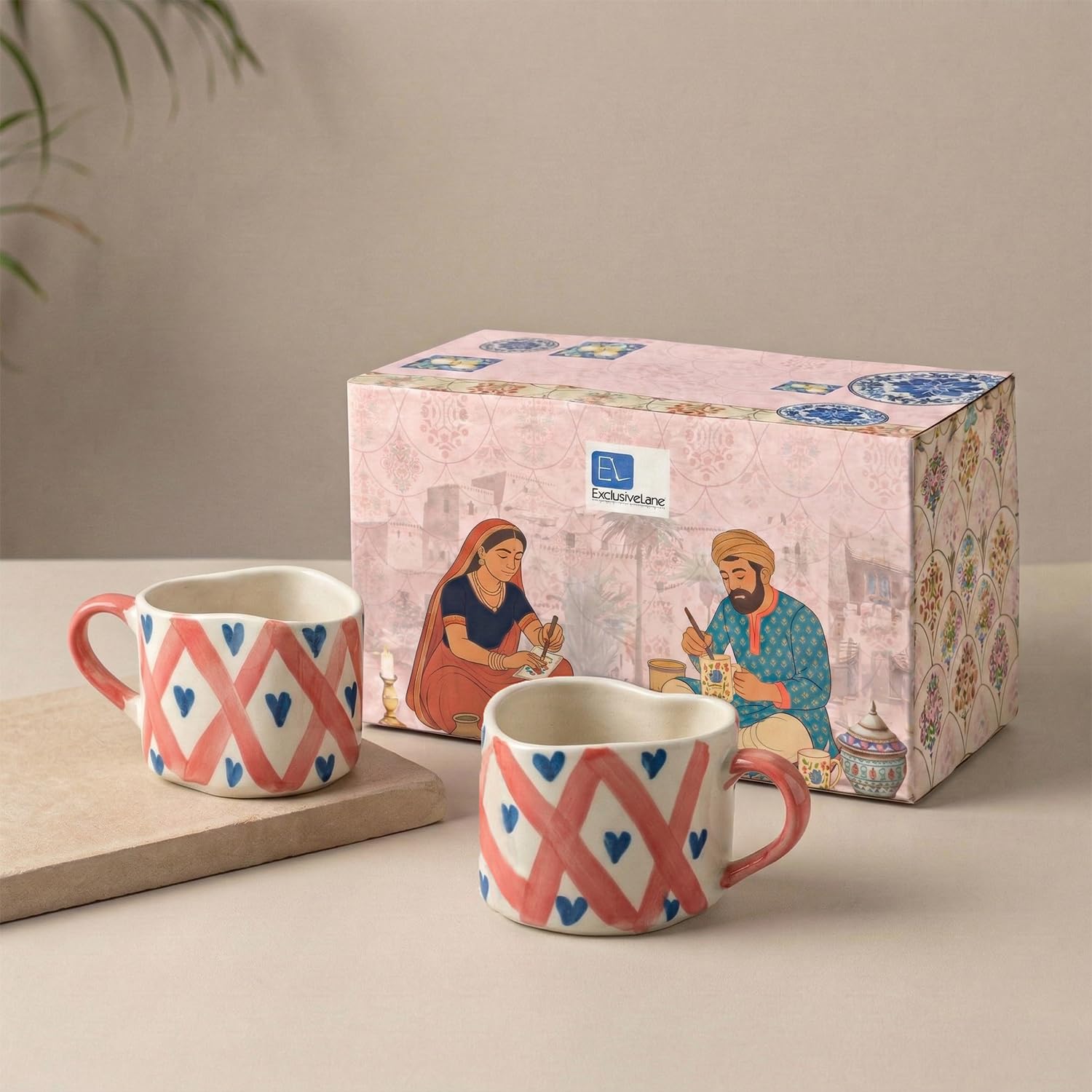 Colourful Hearts Ceramic Coffee Mugs - Set of 2 -17
