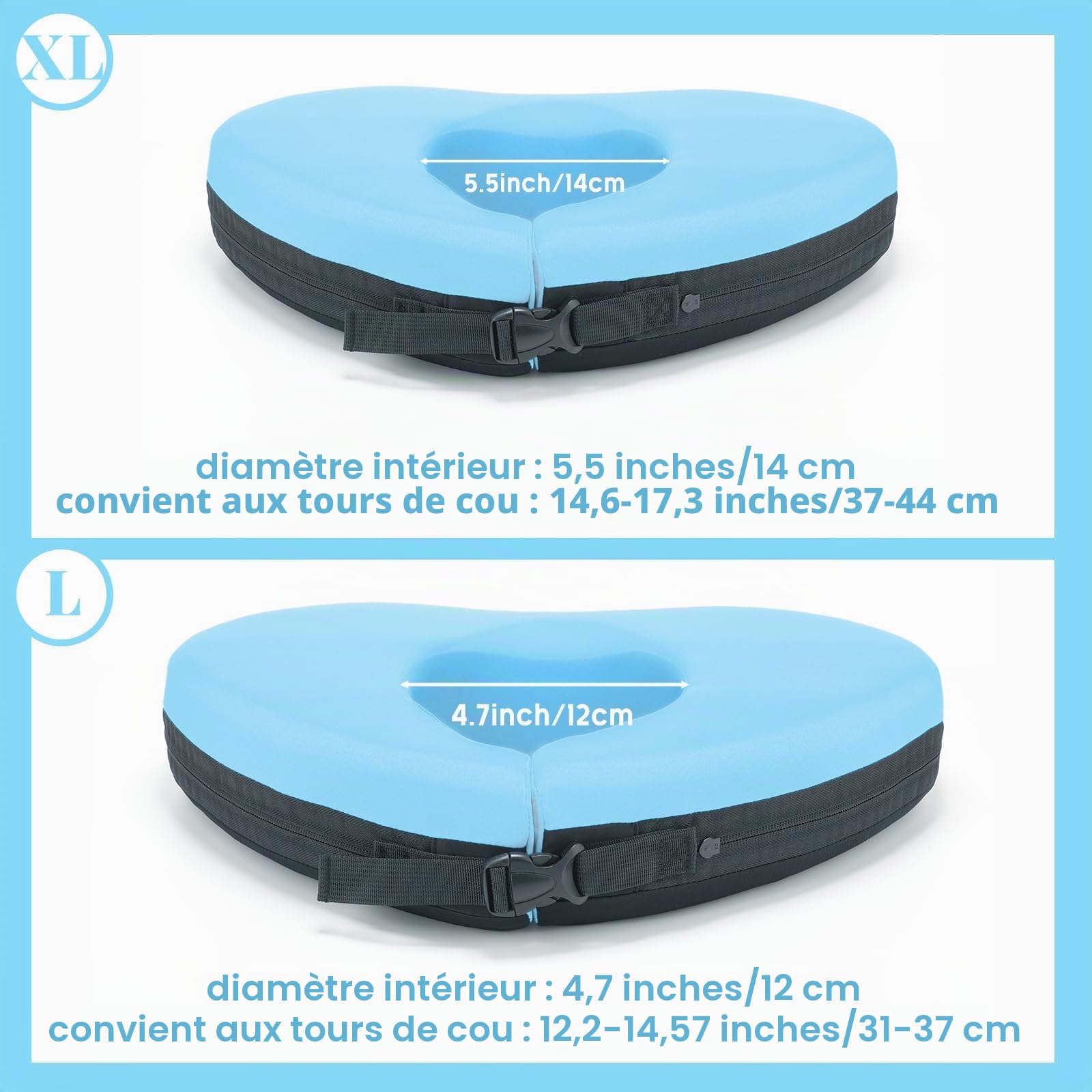 Collier de natation pour soutien de la tête et du cou, rempli de particules de mousse (non gonflable), équipement de natation pour adultes, convient à la plupart des tailles de cou pour adultes (XL)