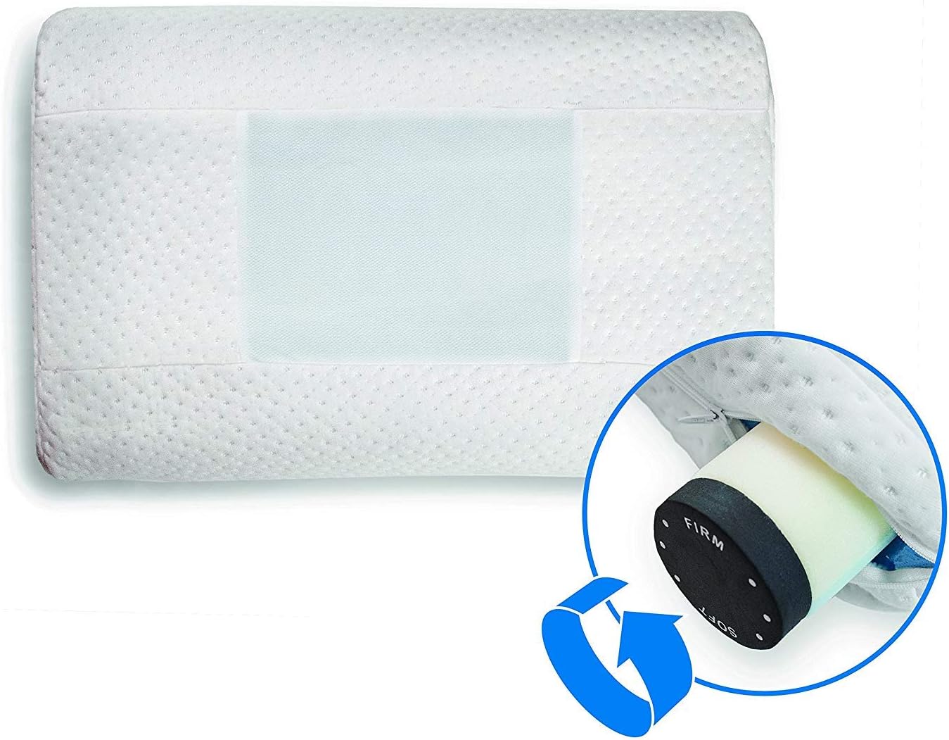 ComfortAdjust™ Pillow – Fully Adjustable Premium Memory Foam Pillow – with patented Alignment Core™ adjustable firmness foam neck support for a good night’s sleep, and reduced neck pain.