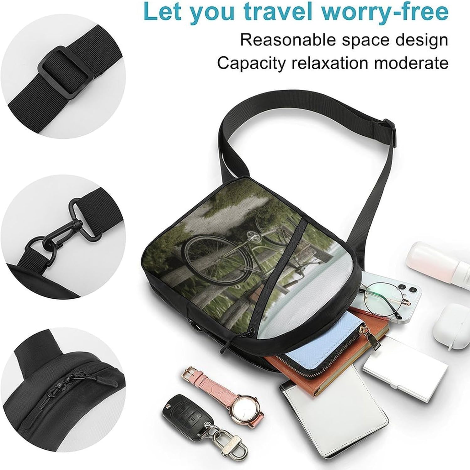 Bicycle on Field Crossbody Backpack Sling Bag