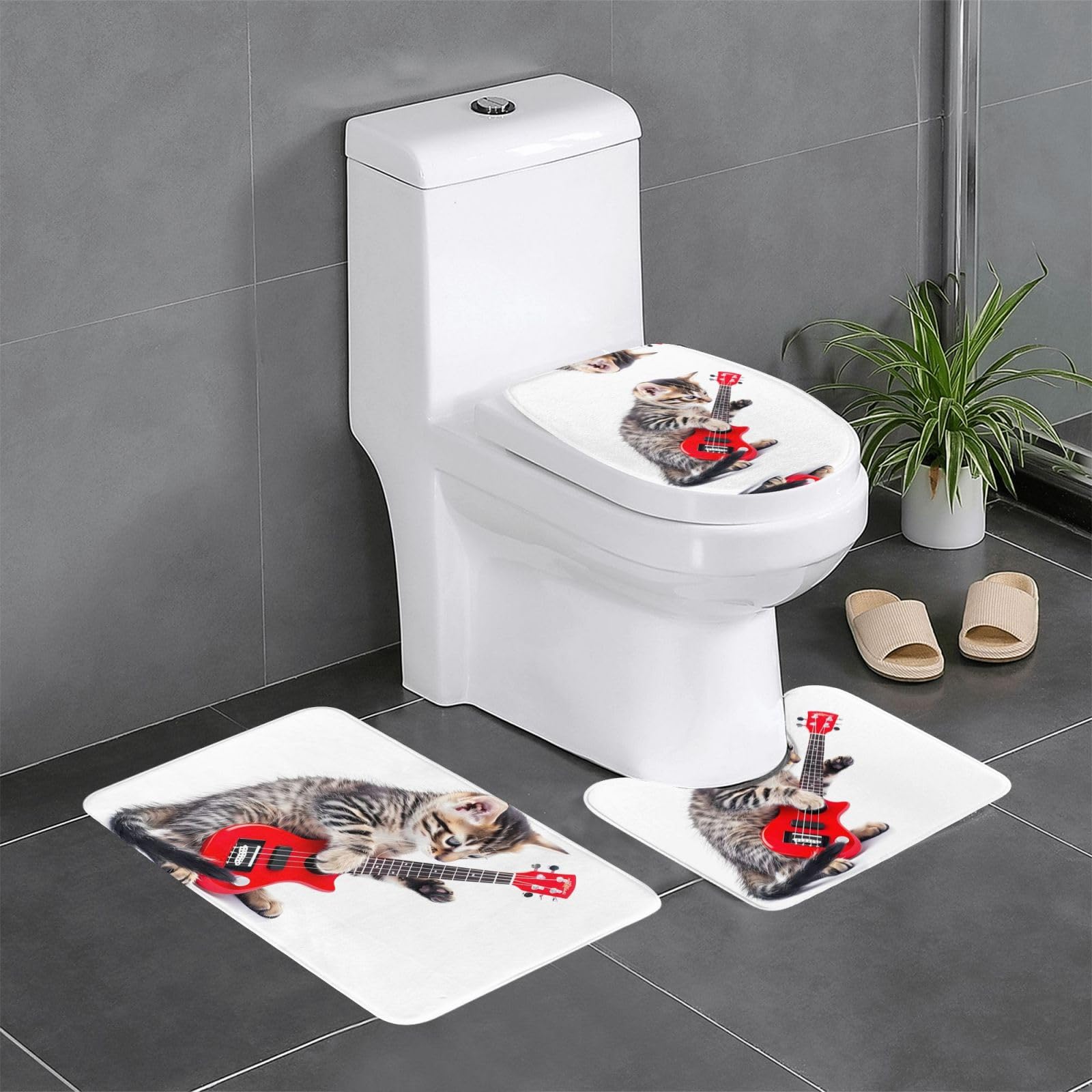 Tapis de bain chat guitare pour une décoration de WC ludique