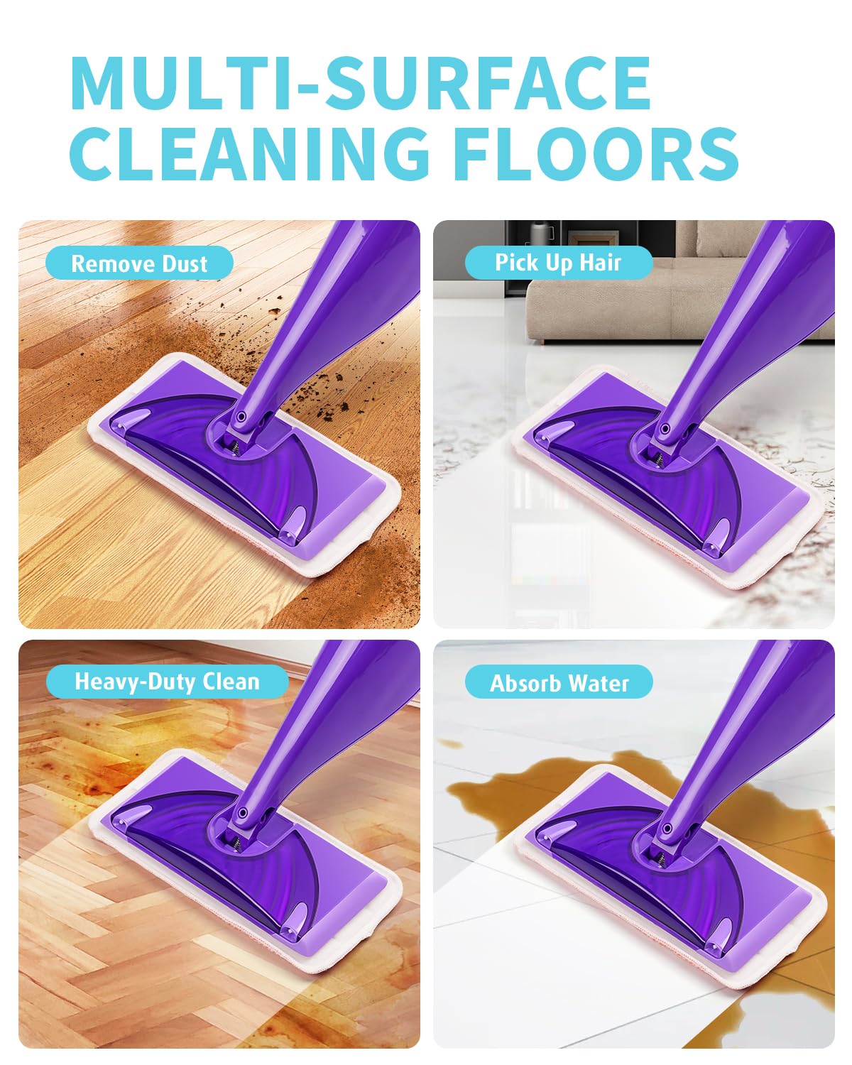 Power Scrubbing - Almohadillas reutilizables para fregonas Swiffer WetJet (paquete de 12), recambios Wet Jet, almohadillas de microfibra lavables para limpieza de suelos, uso en seco y húmedo