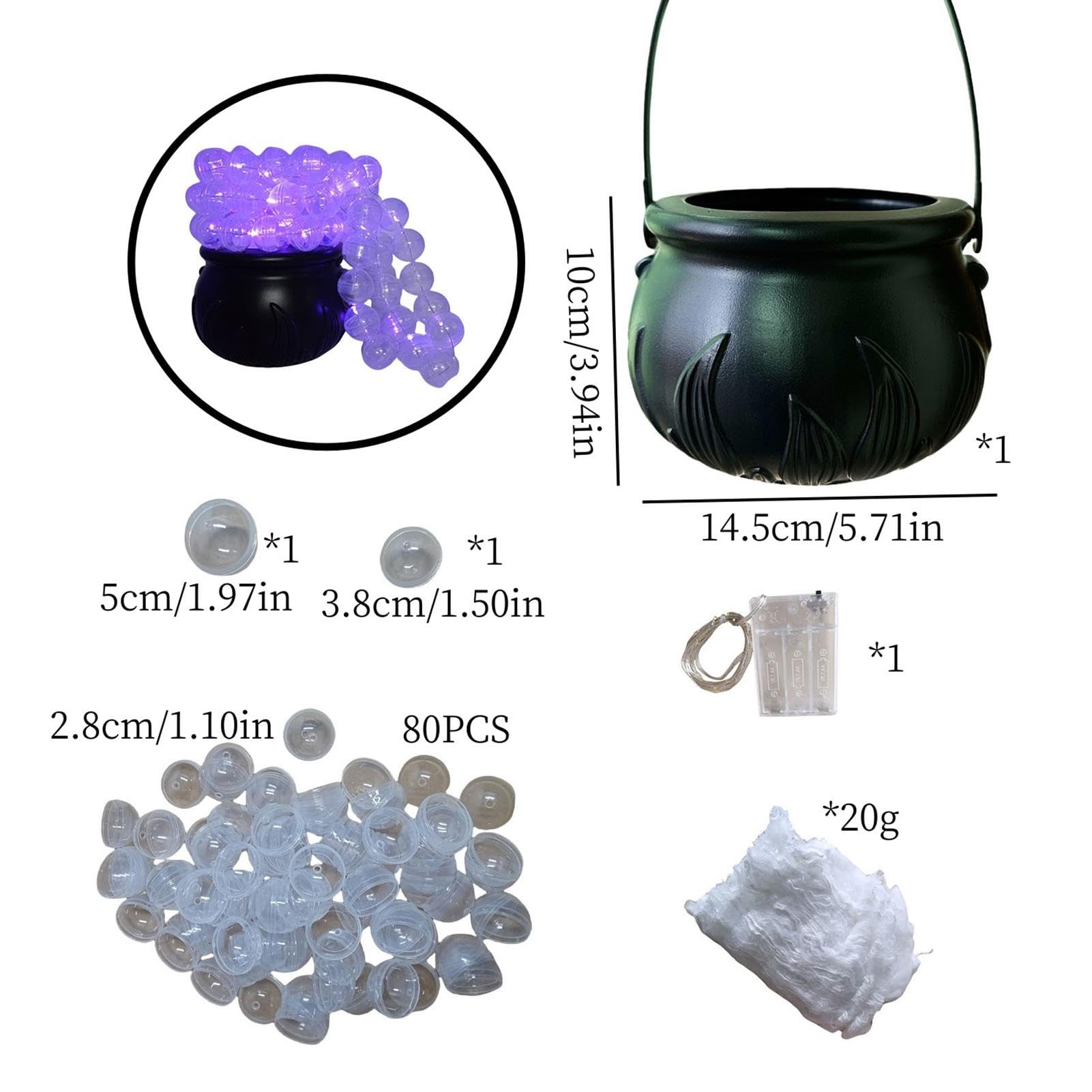 6-teiliger Halloween-Kessel Mit Hängeregal – Schwarz, 25x12x21 Cm – Rostbeständig, Perfekt Für Süßigkeiten & Gruselige Deko – Für Partys, Haus & Garten – Wählbare Sets 3/6/9