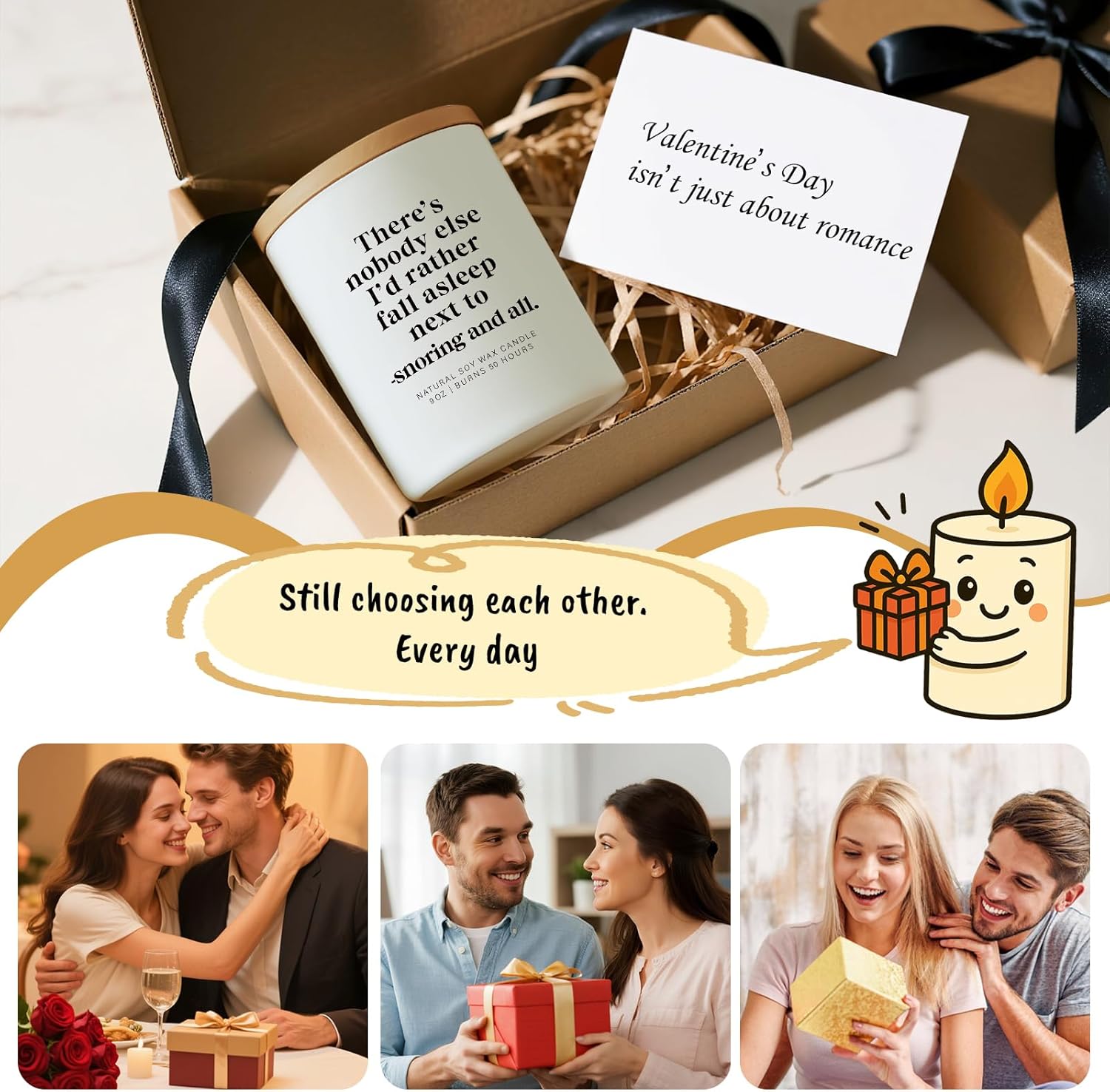 Gifts for Him Her Couple Valentine’s Day Candle Sweet Romantic Snoring Real Love Gift for Girlfriend Boyfriend Birthday Anniversary Long-Term Relationships Gift for Women Men Couples Valentine Candle - Image 2