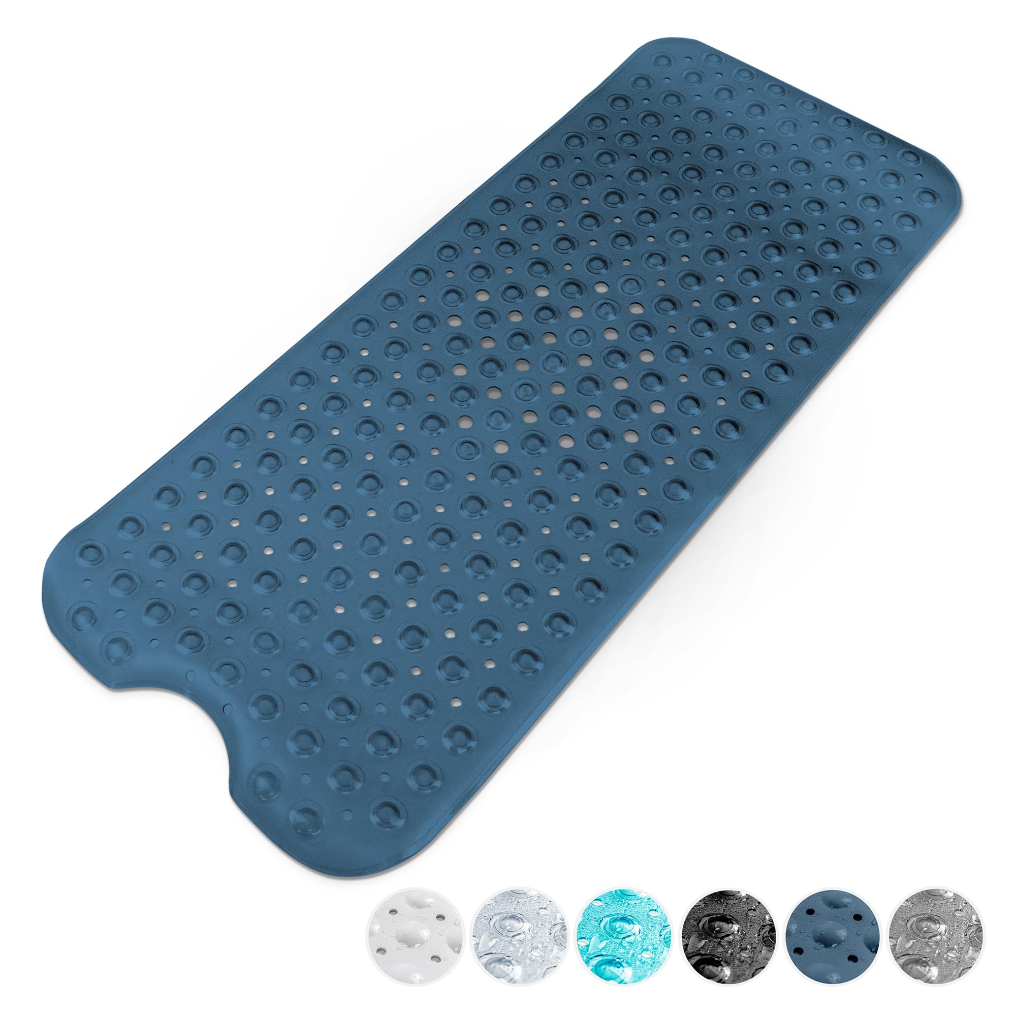 KEPLIN Premium Non-Slip Bath Mat - 200 Suction Cups, BPA, Latex Free, Mildew Resistant, Machine Washable - Safe, Durable & Comfortable for Bathroom Tubs (Dark Blue, Bath, 100 x 40cm)