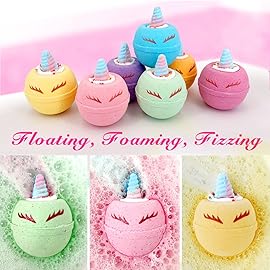 Unicorn Bath Bombs for Kids, 9 Large Kids Bath Salts with Squishy Toys Inside, Magic Unicorn Bath Balls with Surprise Inside for Girls