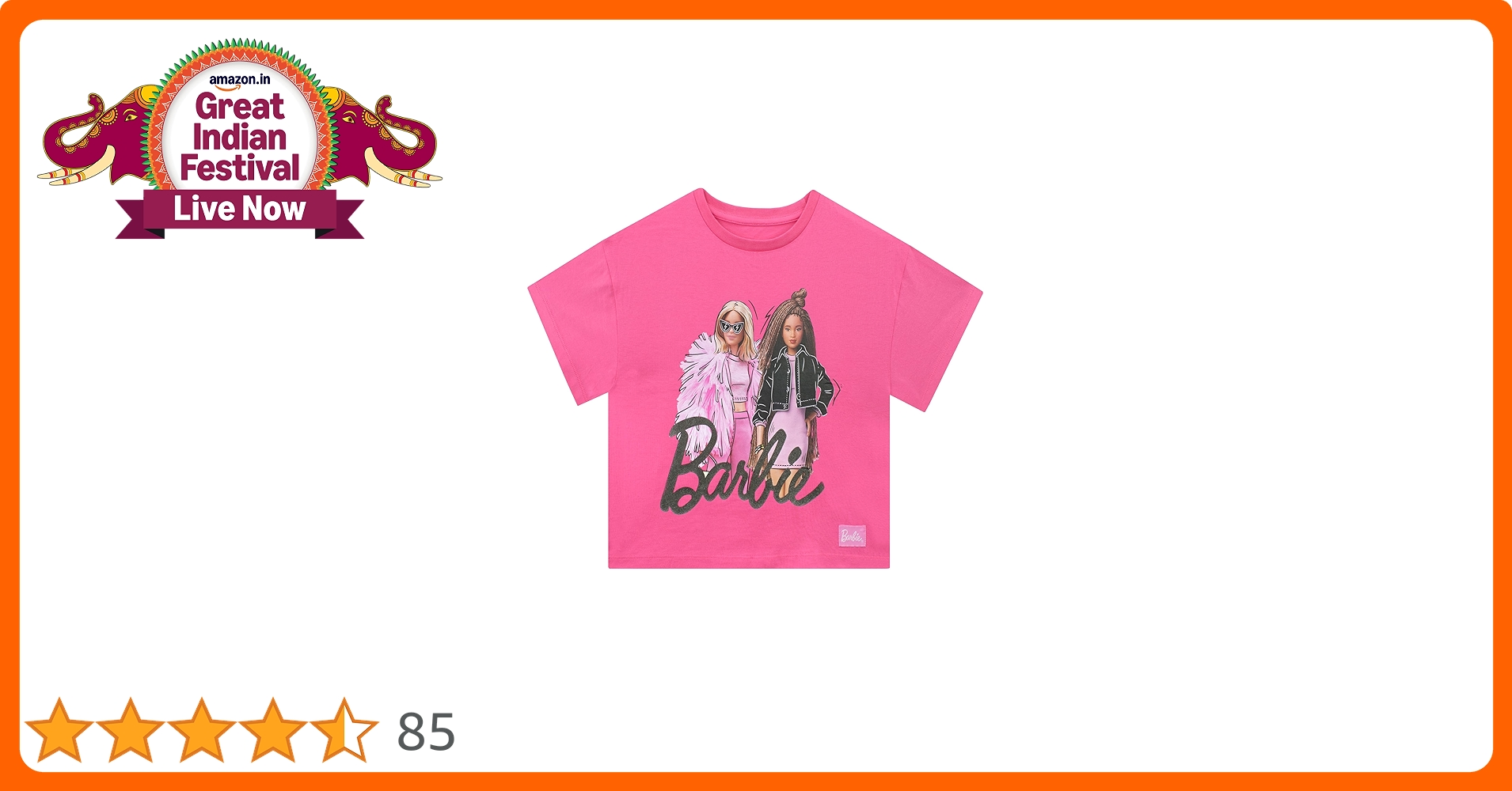 Buy Barbie Pink Girls Summer Tops Boxy T-Shirt for Girls, 10
