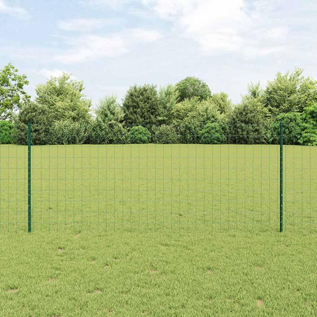 Green Garden Fence 1 x 10 m Steel PVC Privacy Screen Panels with Posts Modern Design Durable for Outdoor Yard Patio Dog Barrier