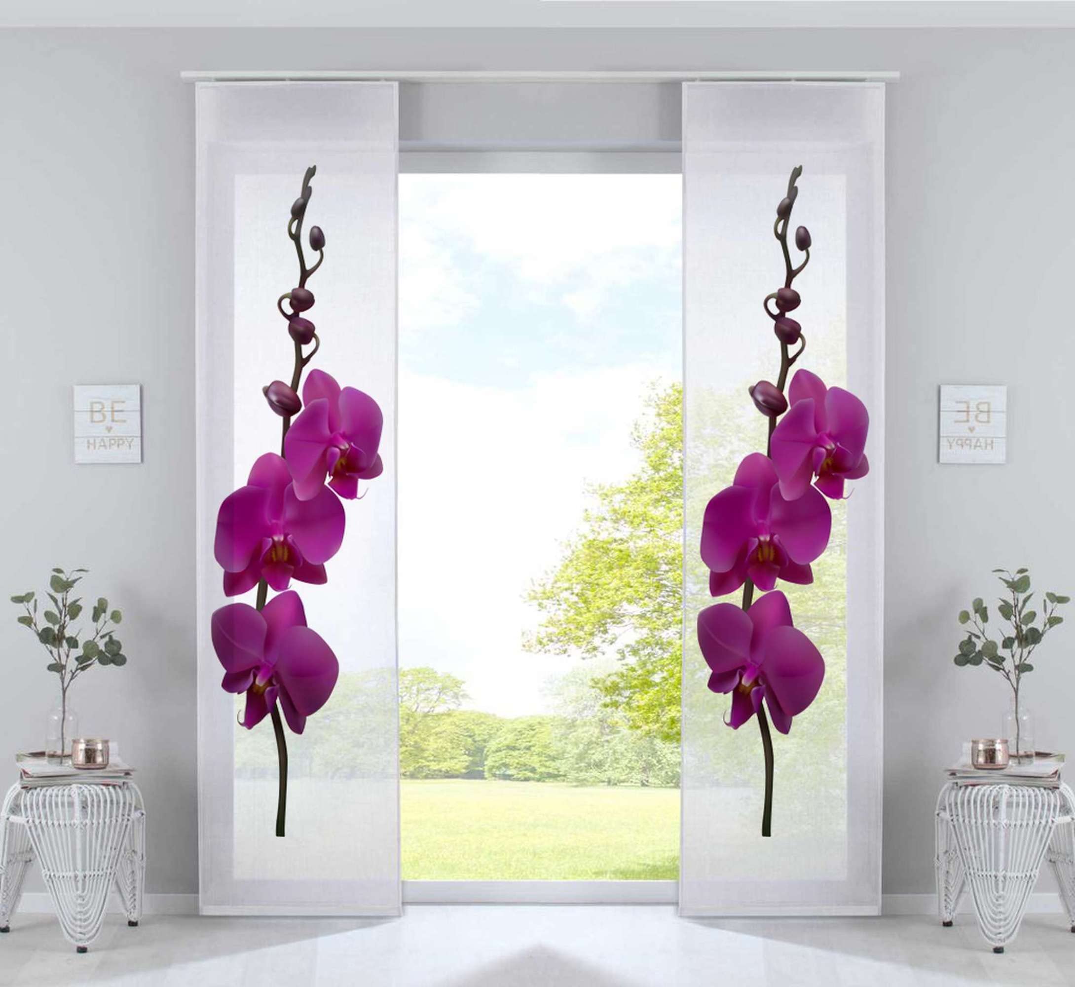 Microsatin Flächenvorhang Blickdicht – Farbverlauf, 245 X 60 Cm, Mit Schienensystem