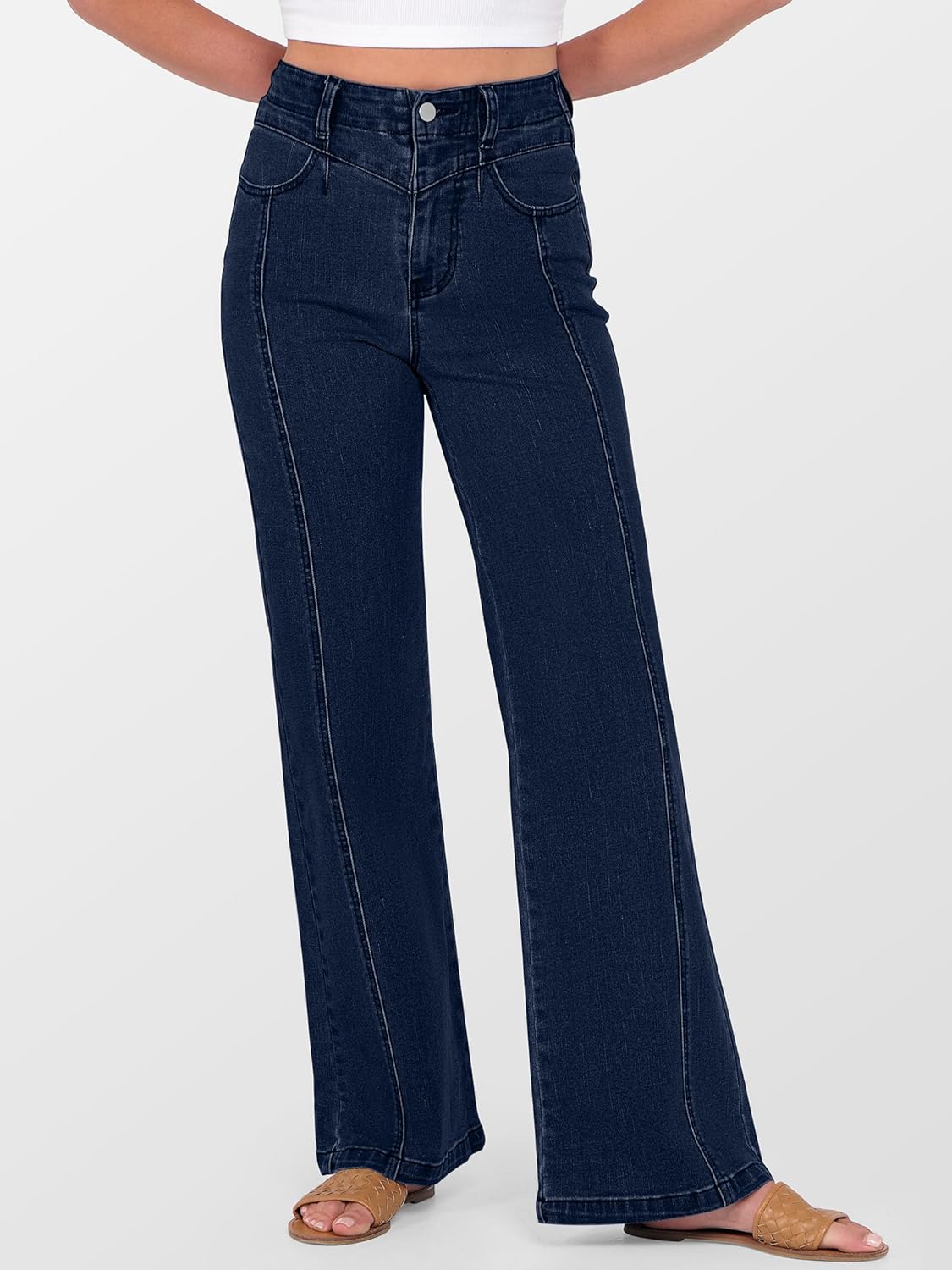 ANRABESS Wide Leg Jeans for Women Trendy 2026 High Waisted Stretchy Baggy Fall Fashion Denim Pants with Pockets - Image 3