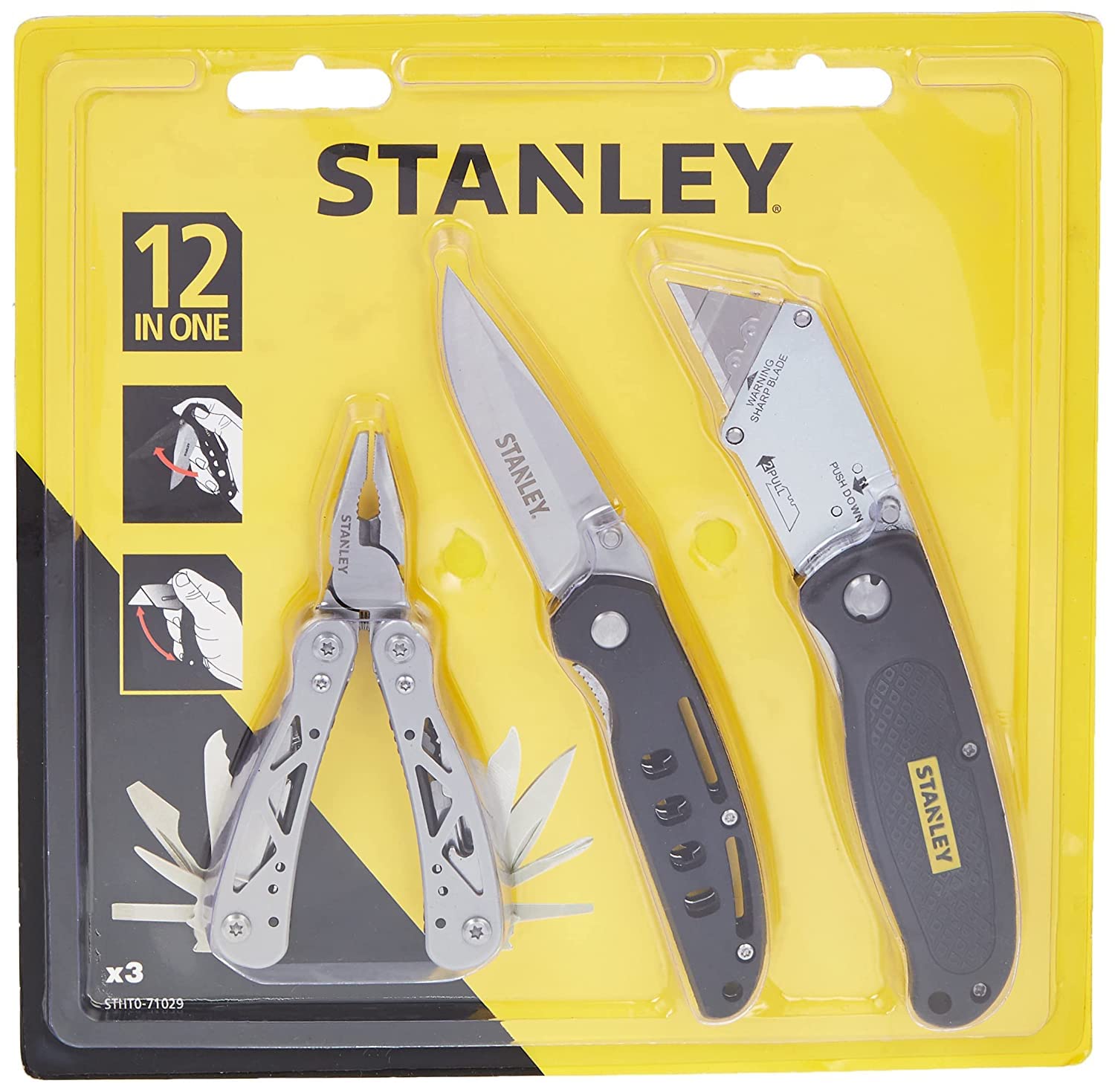 Stanley 3 Piece Multi Tool Set With Pocket Knife, Black - Stht0-71029