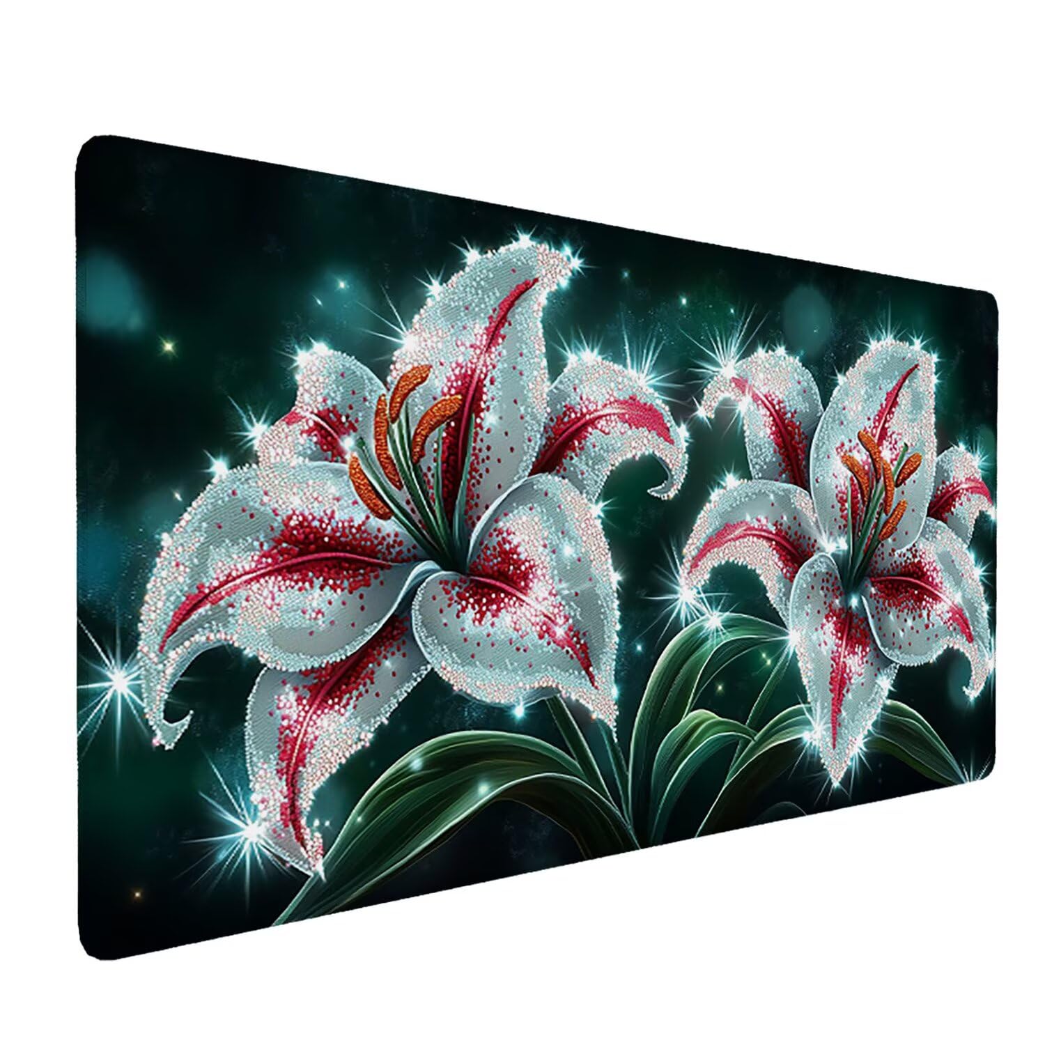 Podkładka pod mysz do gier, 1200 x 600 mm, XXL, duża podkładka pod mysz do gier, antypoślizgowa, wodoodporna, rozszerzona XXL długa klawiatura, akcesoria biurowe, do gier, komputera, komputera, lilii