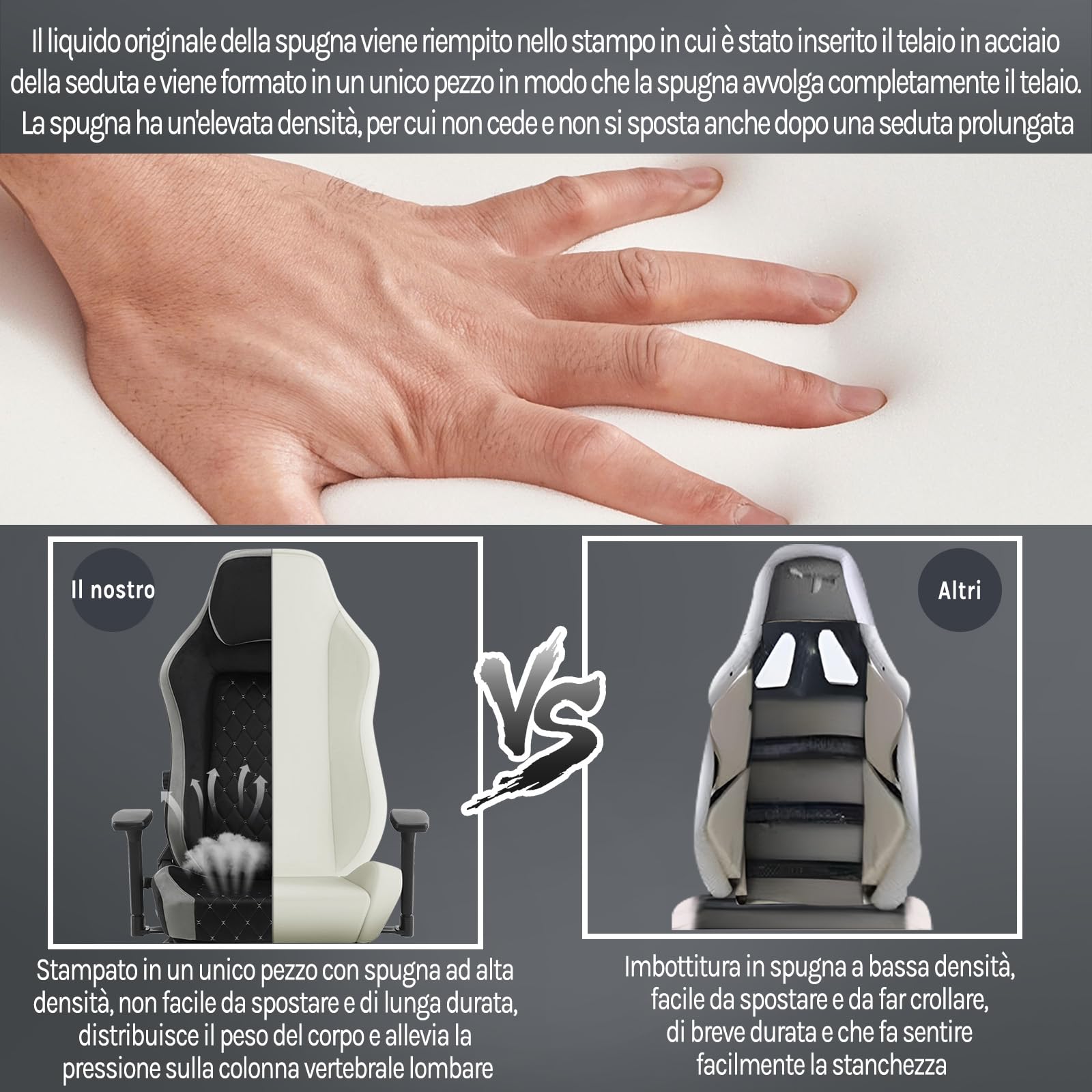 WOLTU Sedia Gaming,Supporto Lombare Adattivo Incorporato,Nero + Grigio | Velluto,con Braccioli Regolabili e Poggiapiedi Estensibile