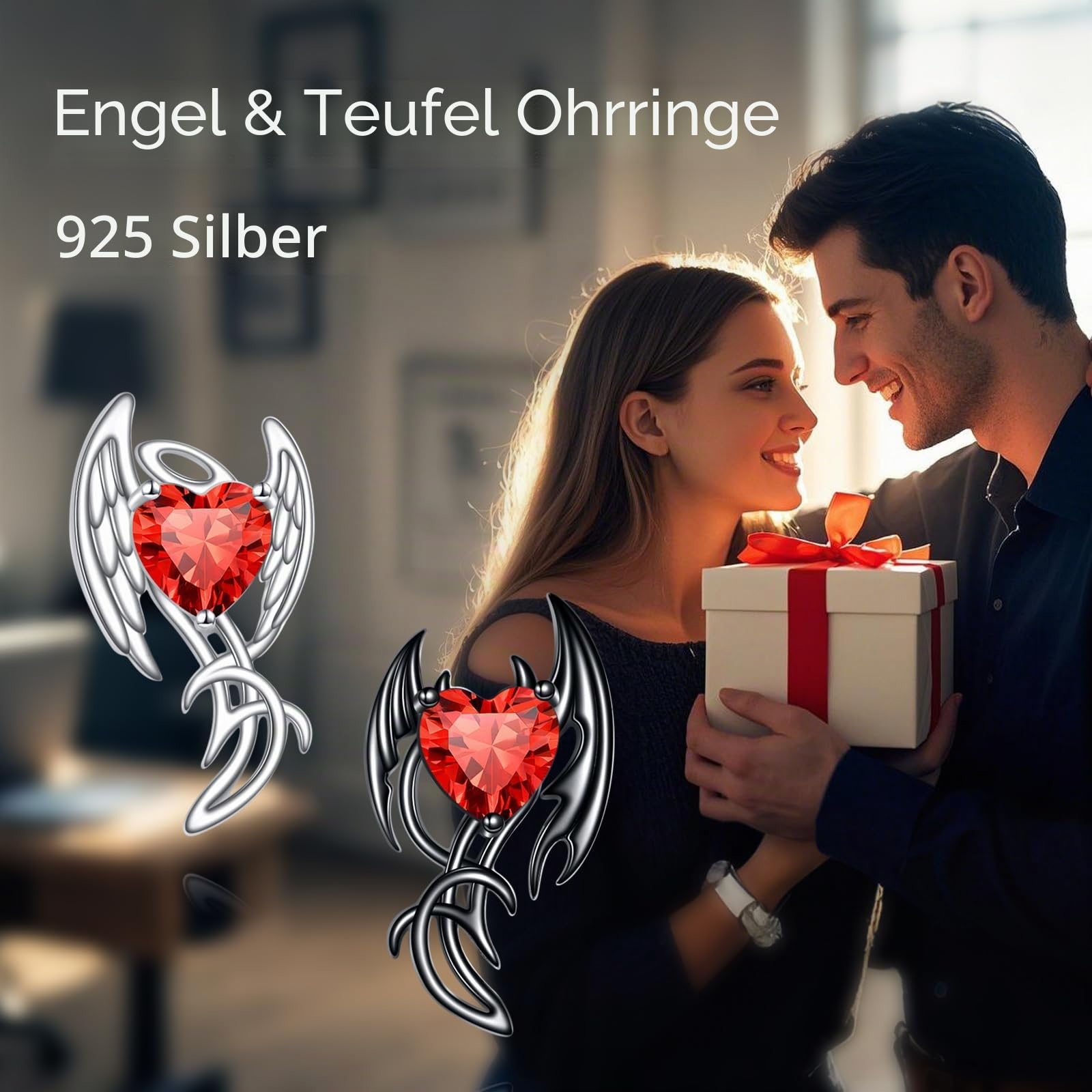 Angel Devil Ohrringe 925 Sterling Silber Zirkon Engel Flügel Schmuck Engel Teufel Flügel Schmuck Gothic Ohrringe Geschenke für Frauen