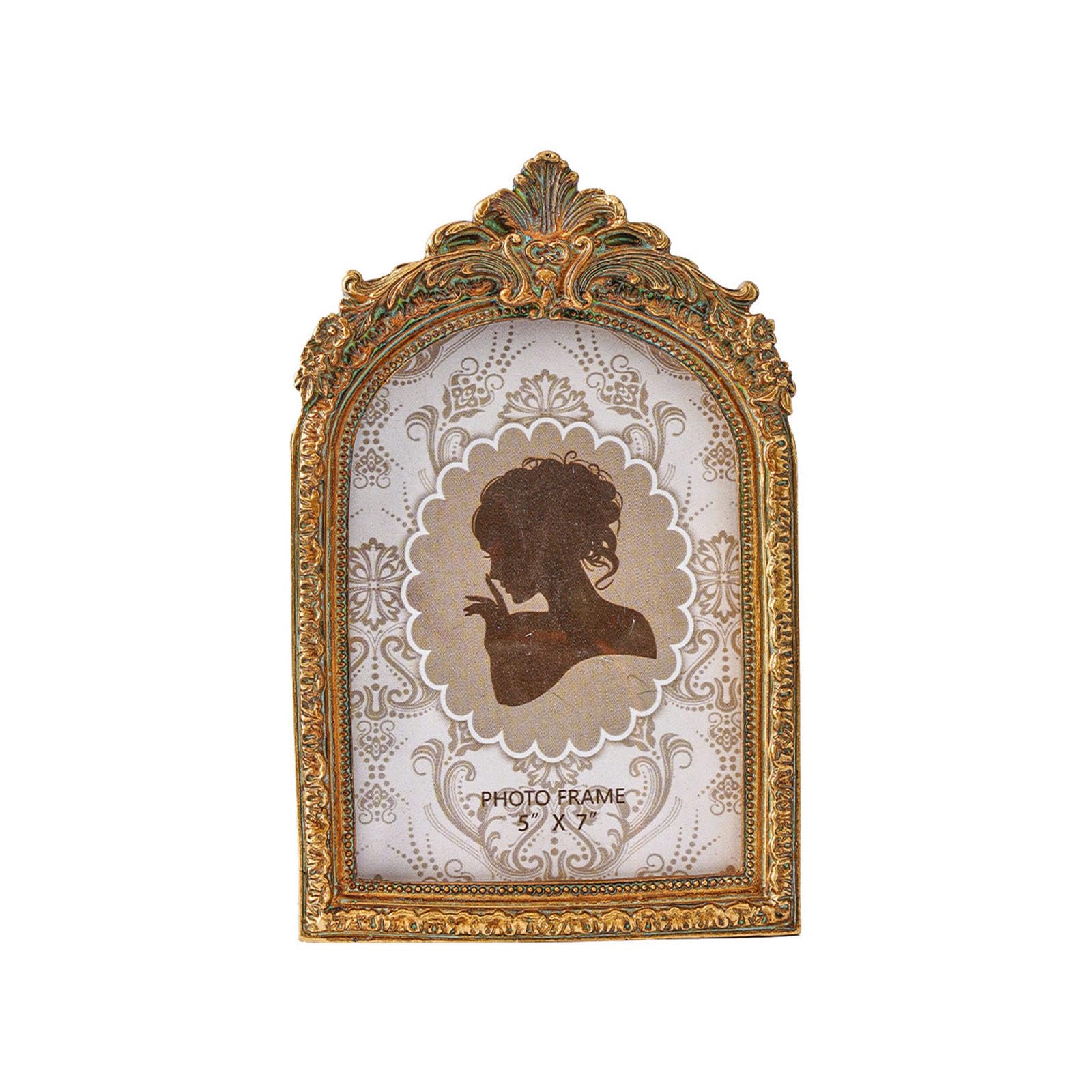 Tabletop Photo Display Frame, Vintage Arched Ornate Resin Picture Frame for Wedding and Family Portrait Home Decor Ornate Portrait Antique Tabletop Picture Holder Mantel Entryway Shelf Display Wedding